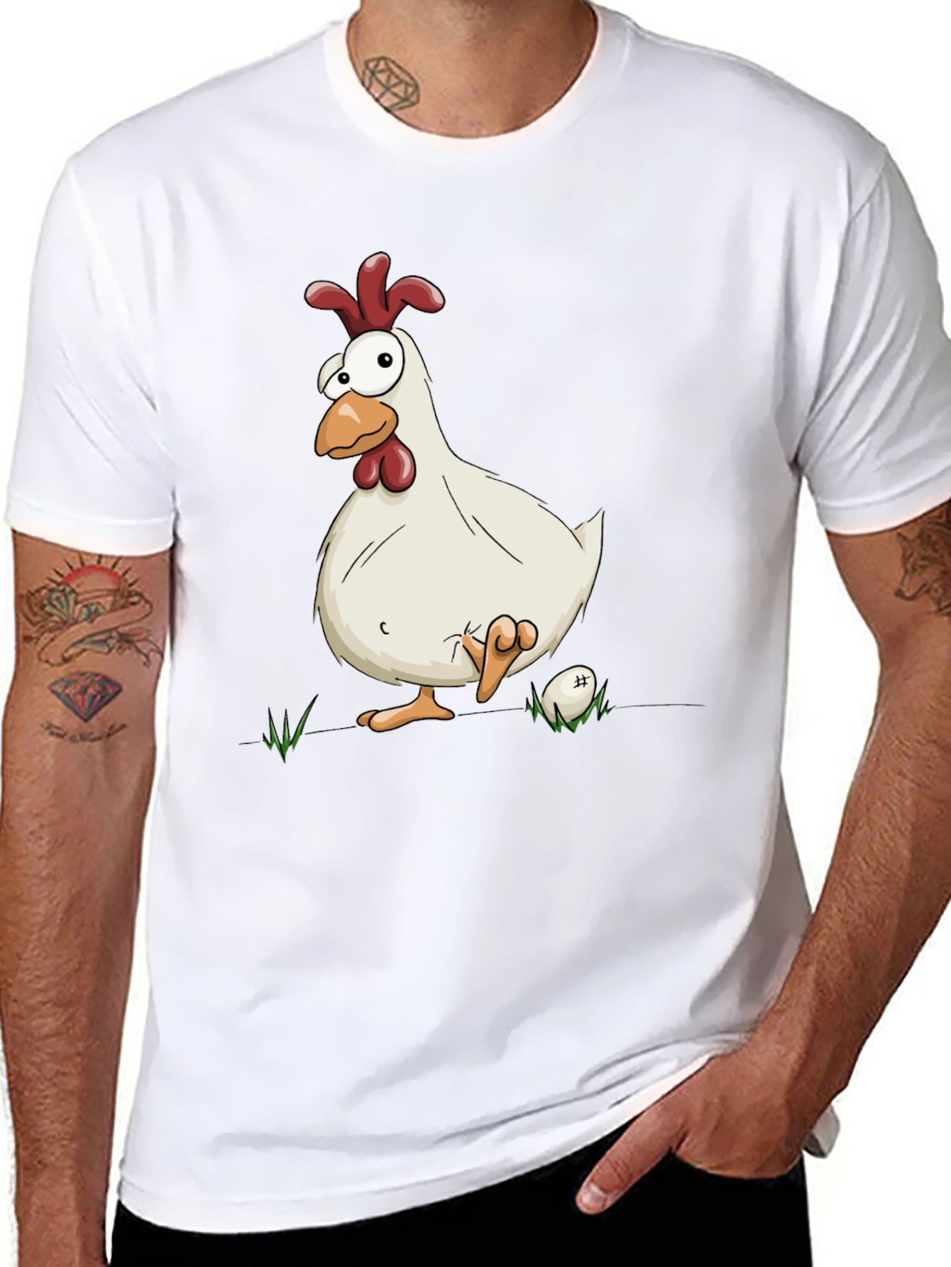 Black Funny Chicken Graphic Black T-Shirt view 8