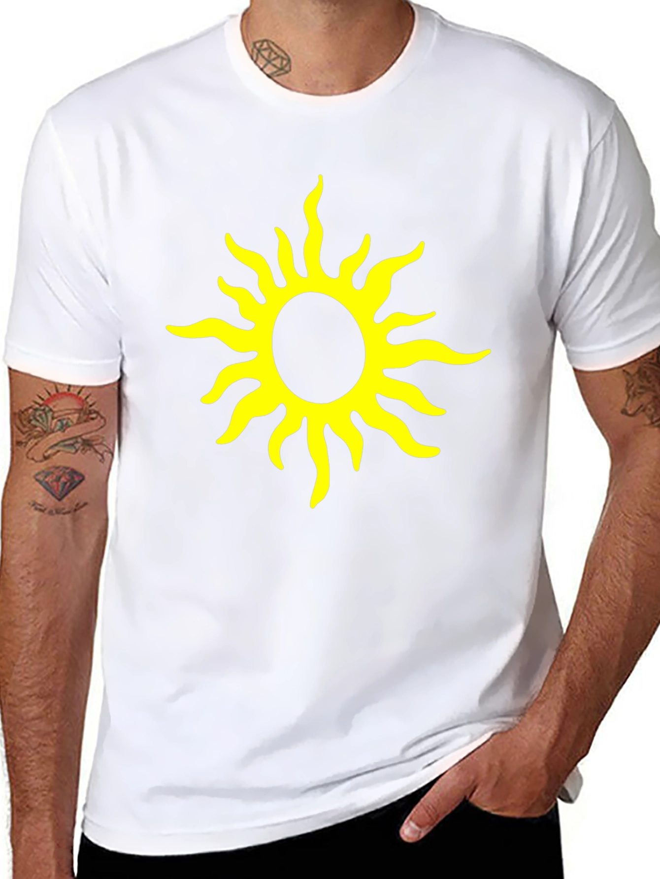 Black Black T-Shirt with Yellow Sun Graphic view 8