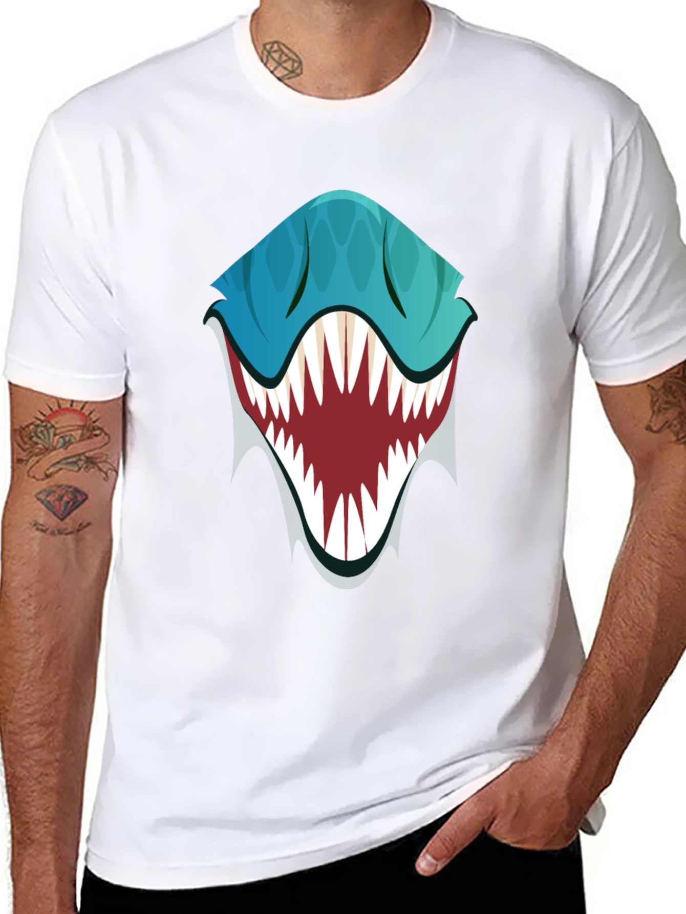 Black Monster Mouth Graphic Tee - Black view 8