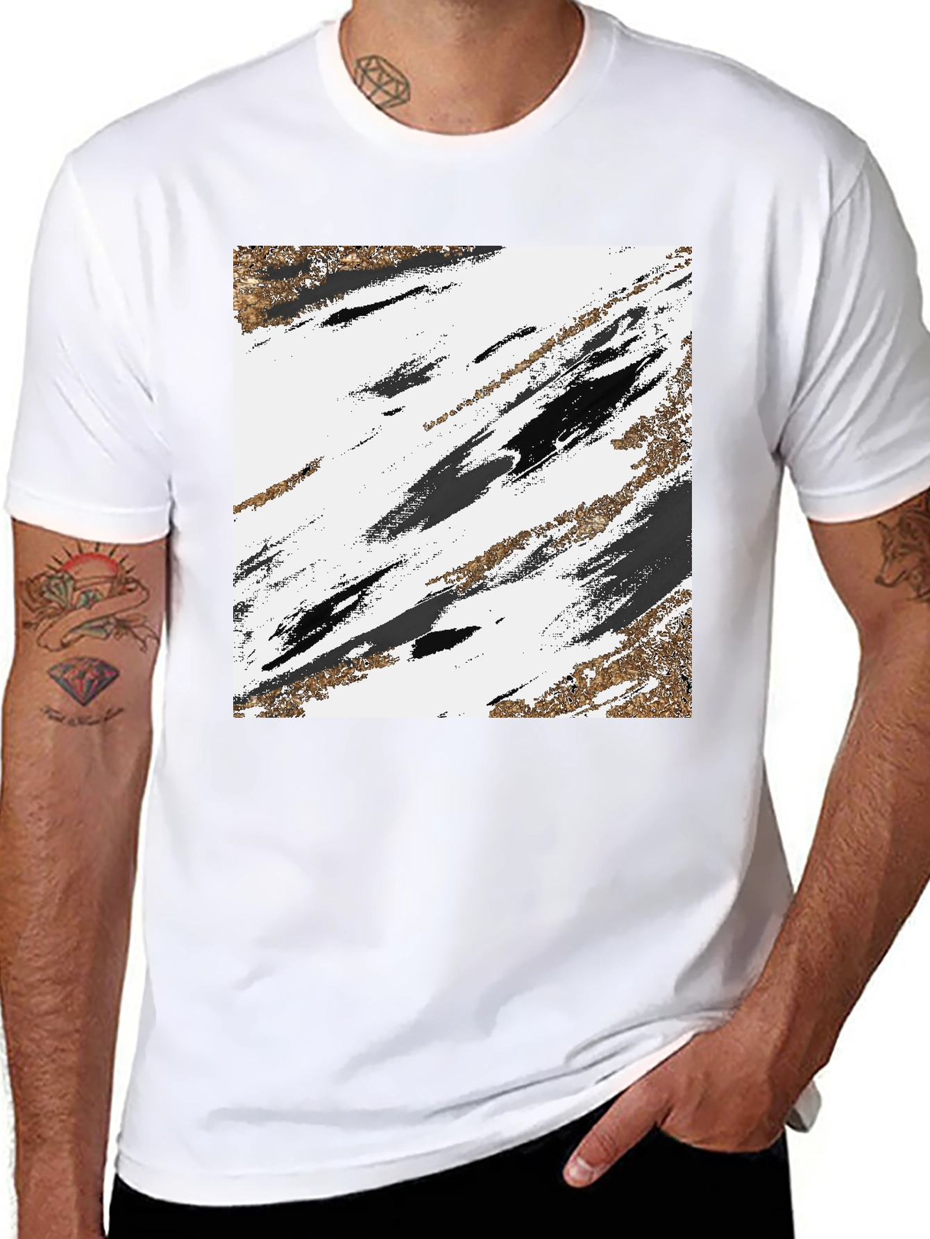 Black Abstract Art Graphic Tee - Black view 8