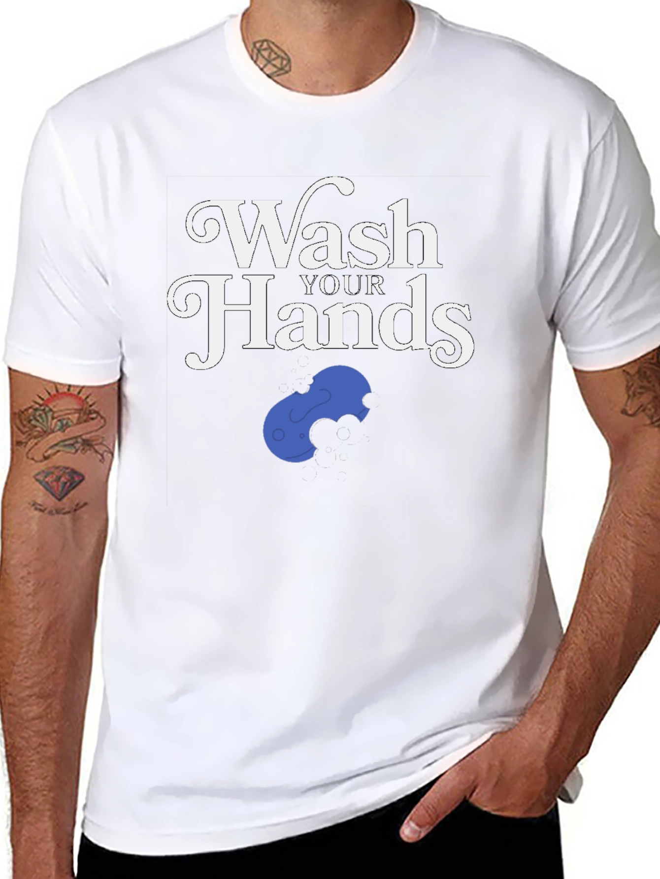 Black Wash Your Hands Funny T-Shirt view 8
