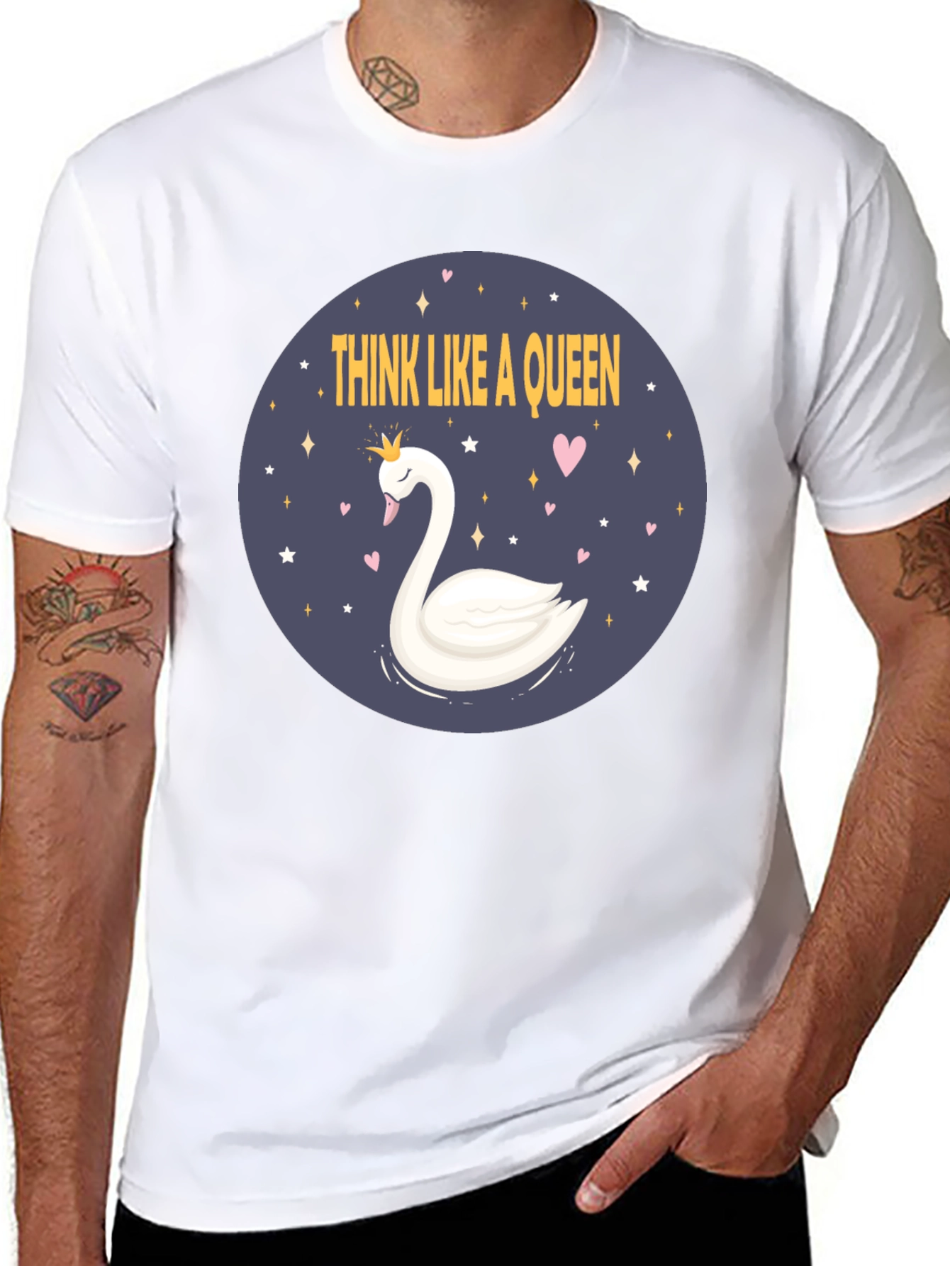 Black Think Like A Queen Swan Graphic Tee view 8