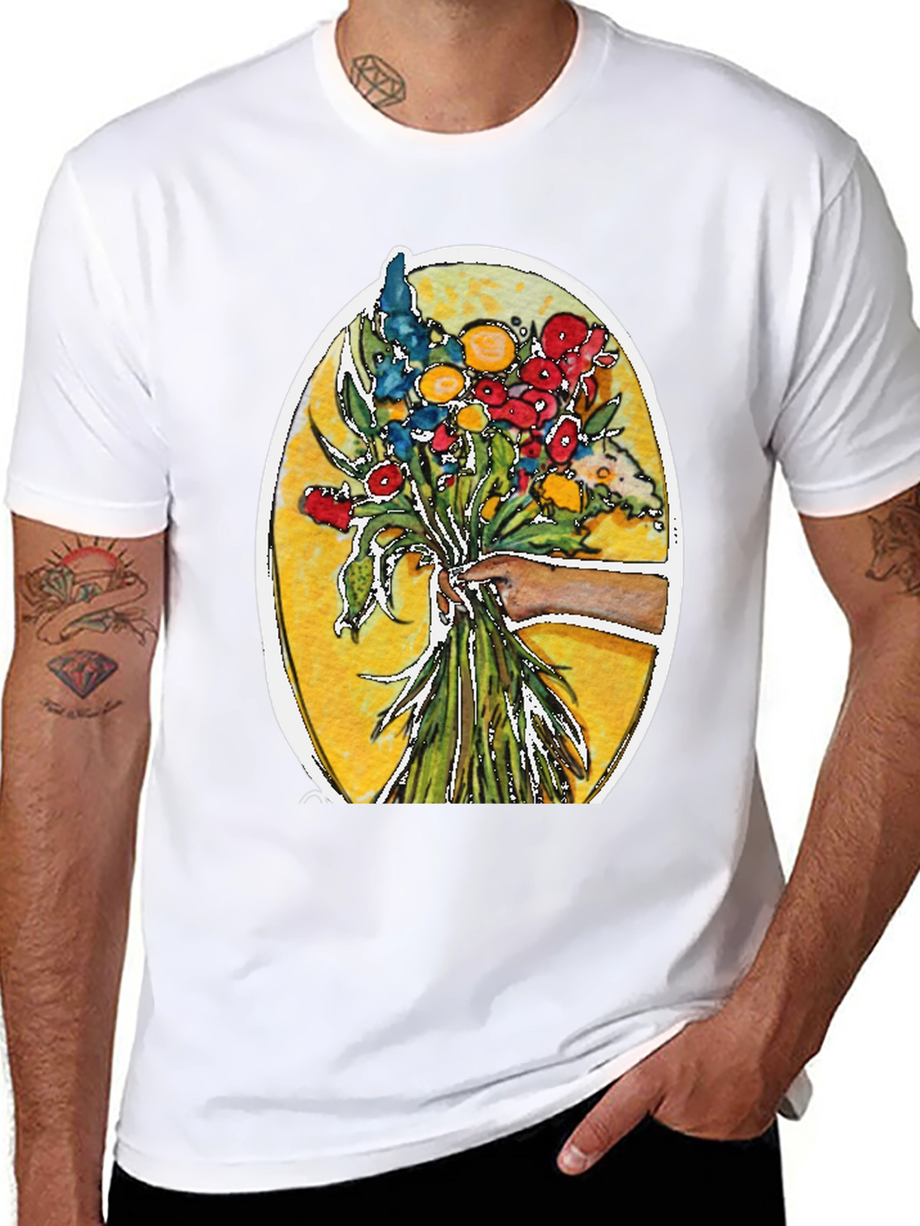 Black Floral Bouquet Graphic T-Shirt view 8