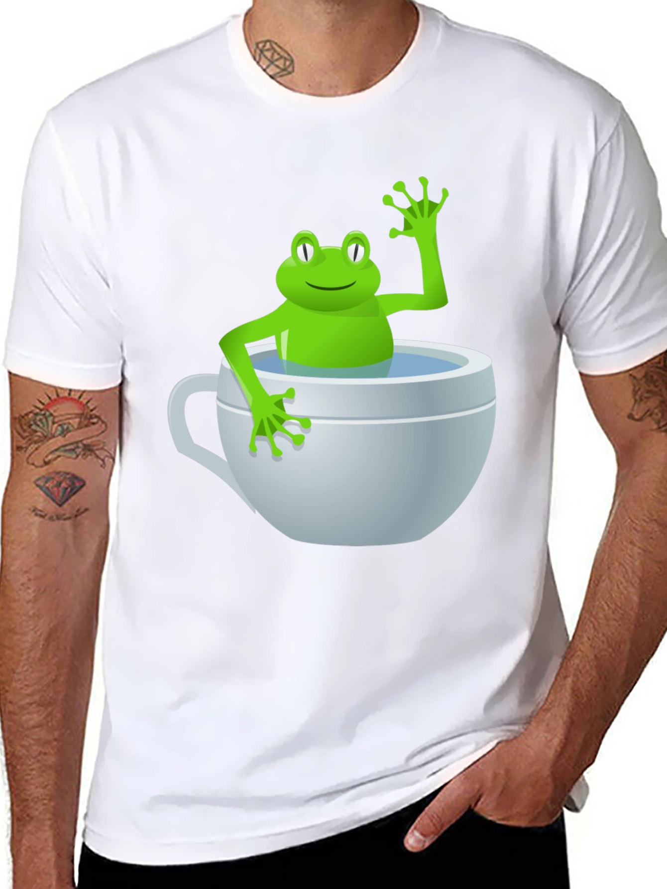 Black Frog in a Cup Graphic Tee - Funny Animal Shirt view 8