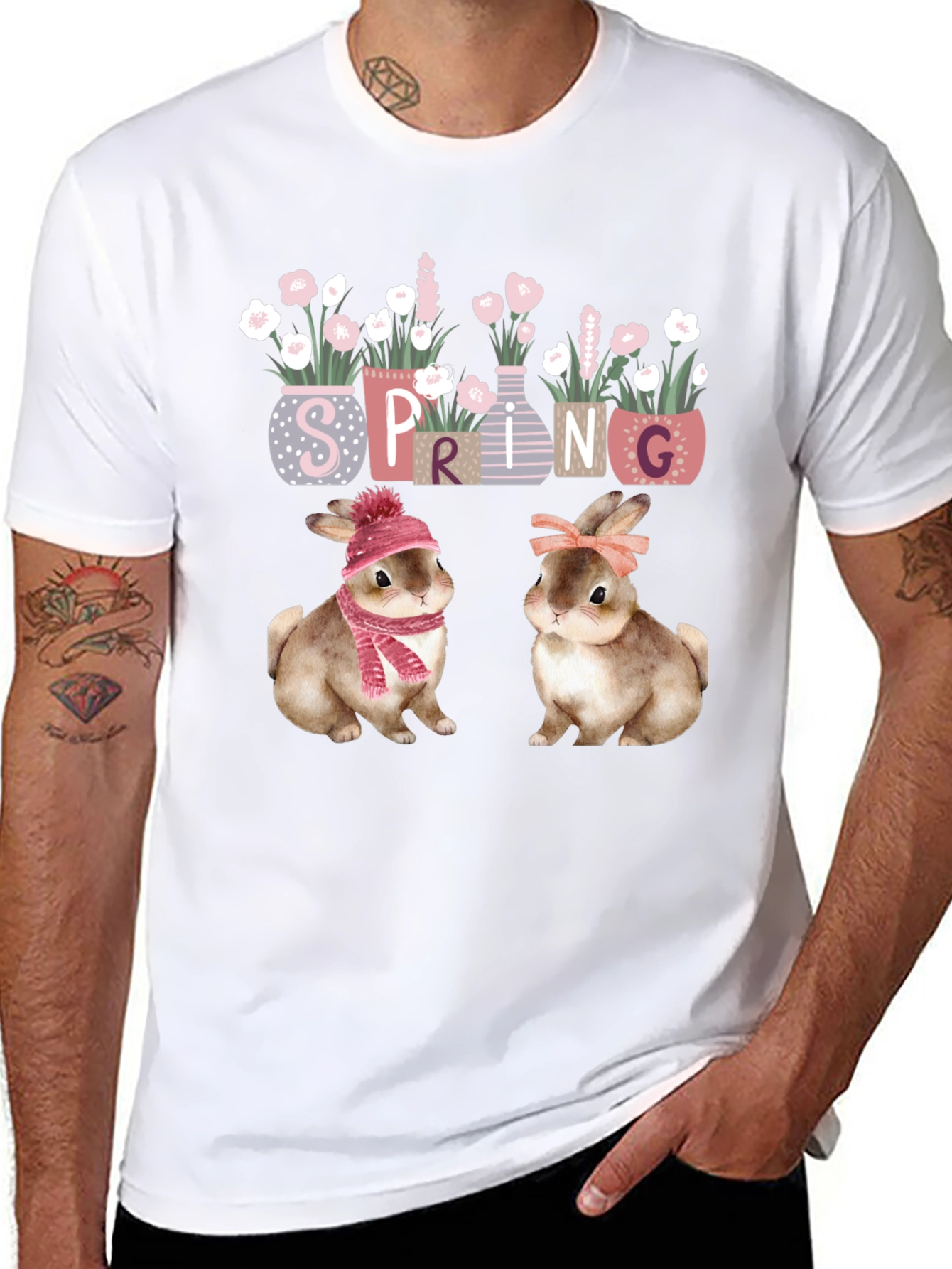 Black Spring Bunnies T-Shirt view 8
