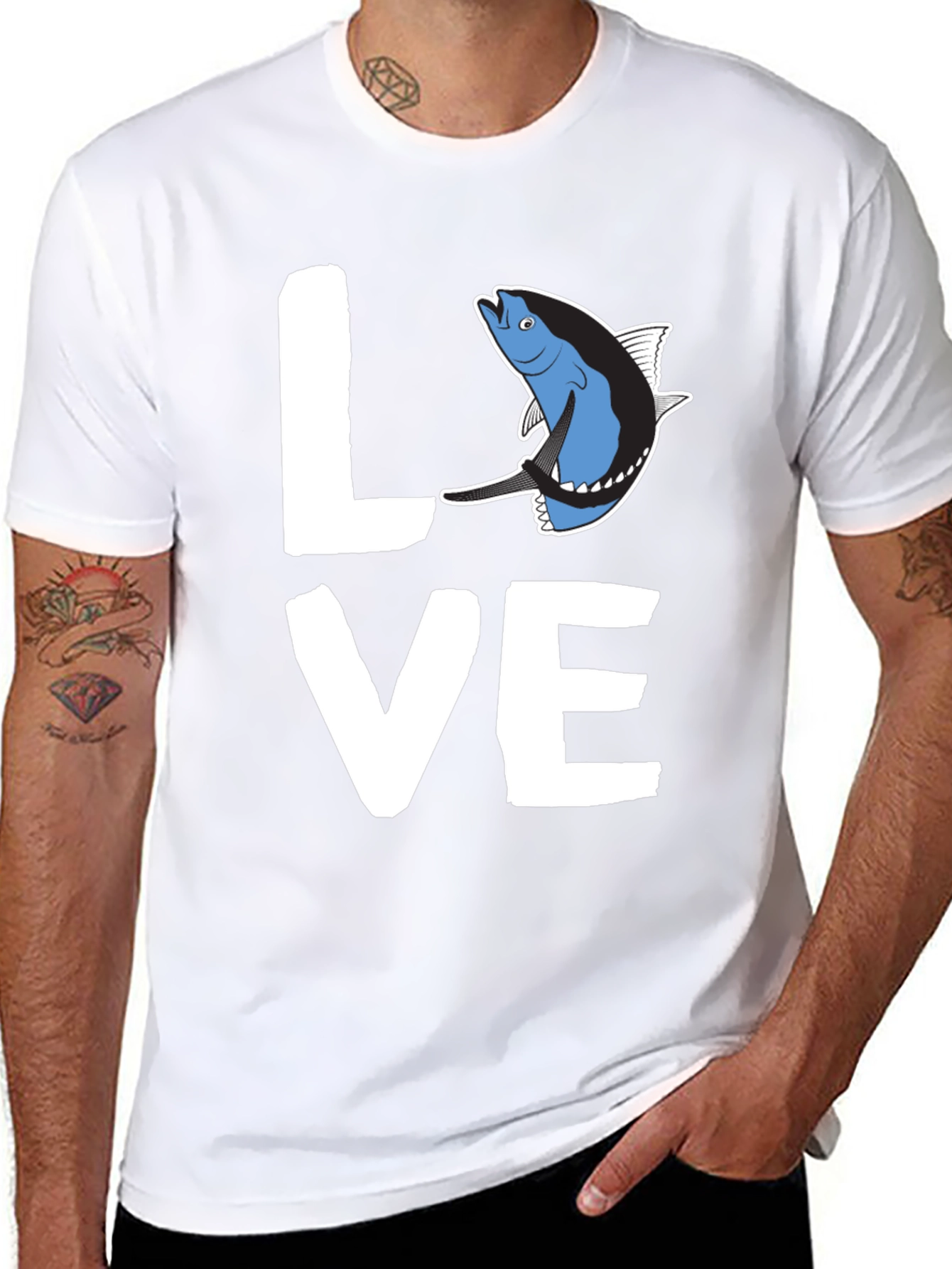 Black Love Tuna T-Shirt - Black Graphic Tee view 8