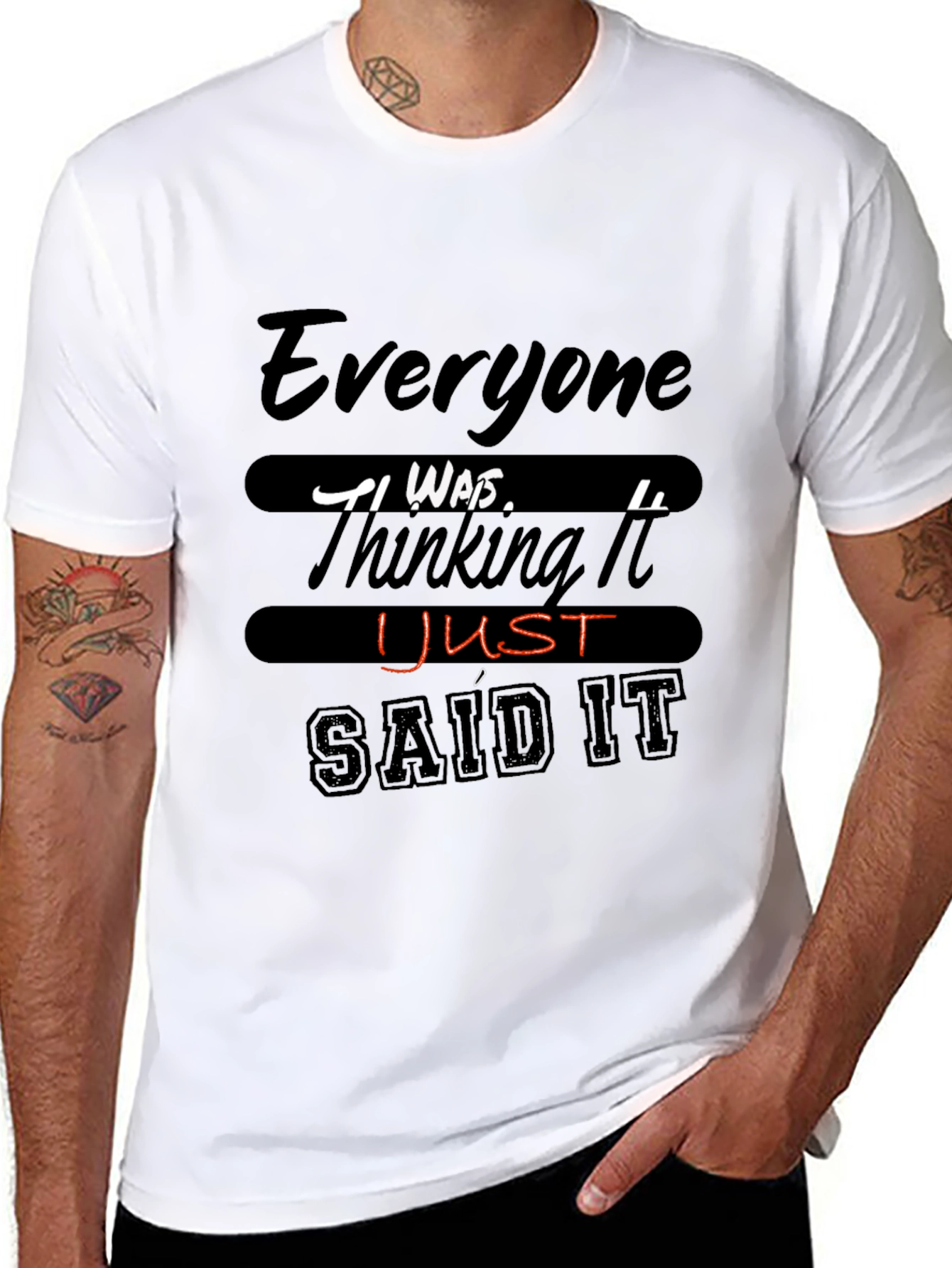 Black Funny Graphic Tee - Everyone Thinking It view 8
