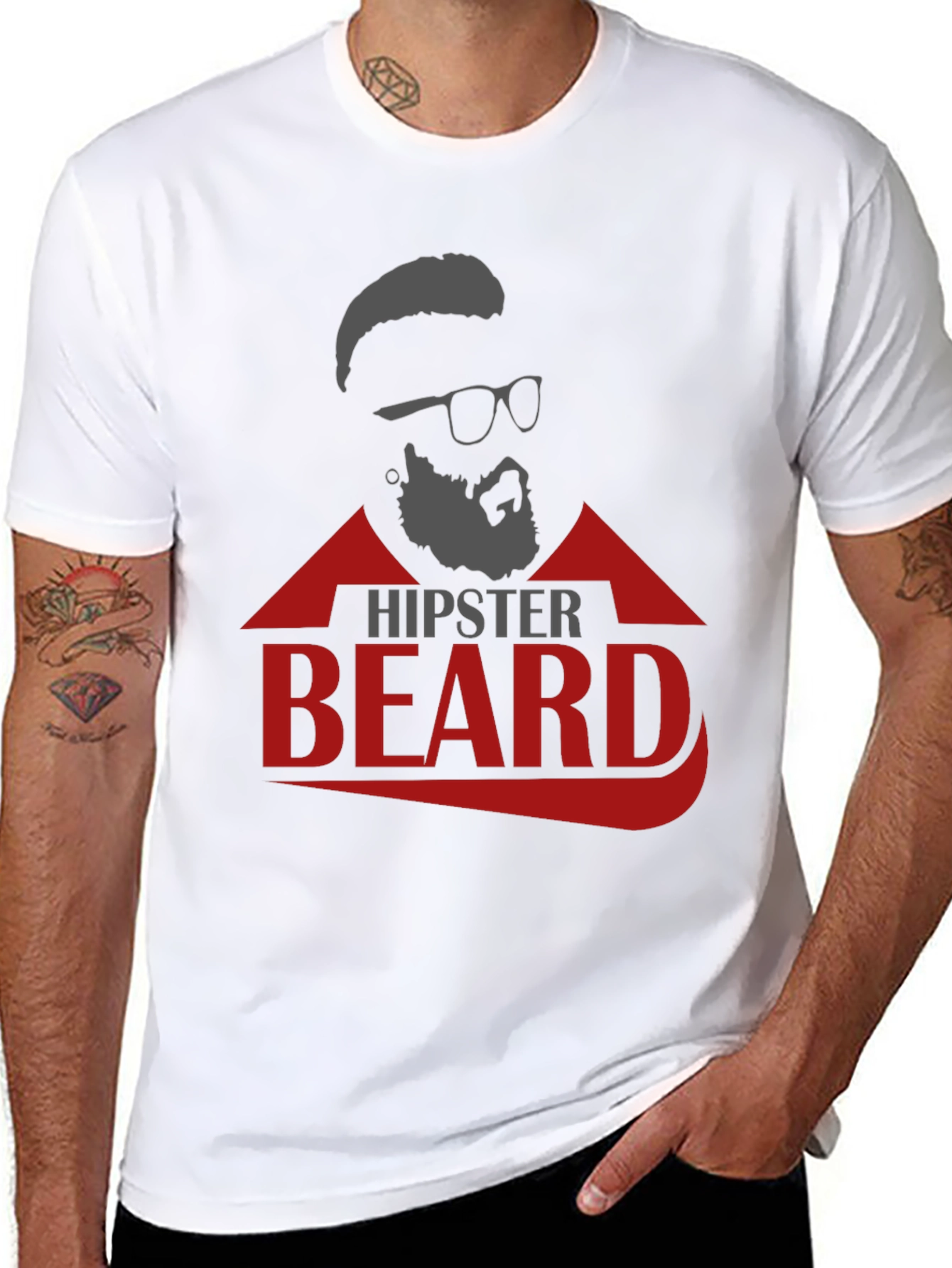 Black Hipster Beard Graphic T-Shirt view 8