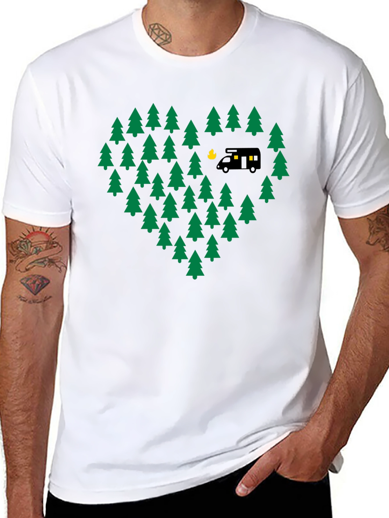 Black Camping Love T-Shirt - Adventure Heart Tree Design view 8