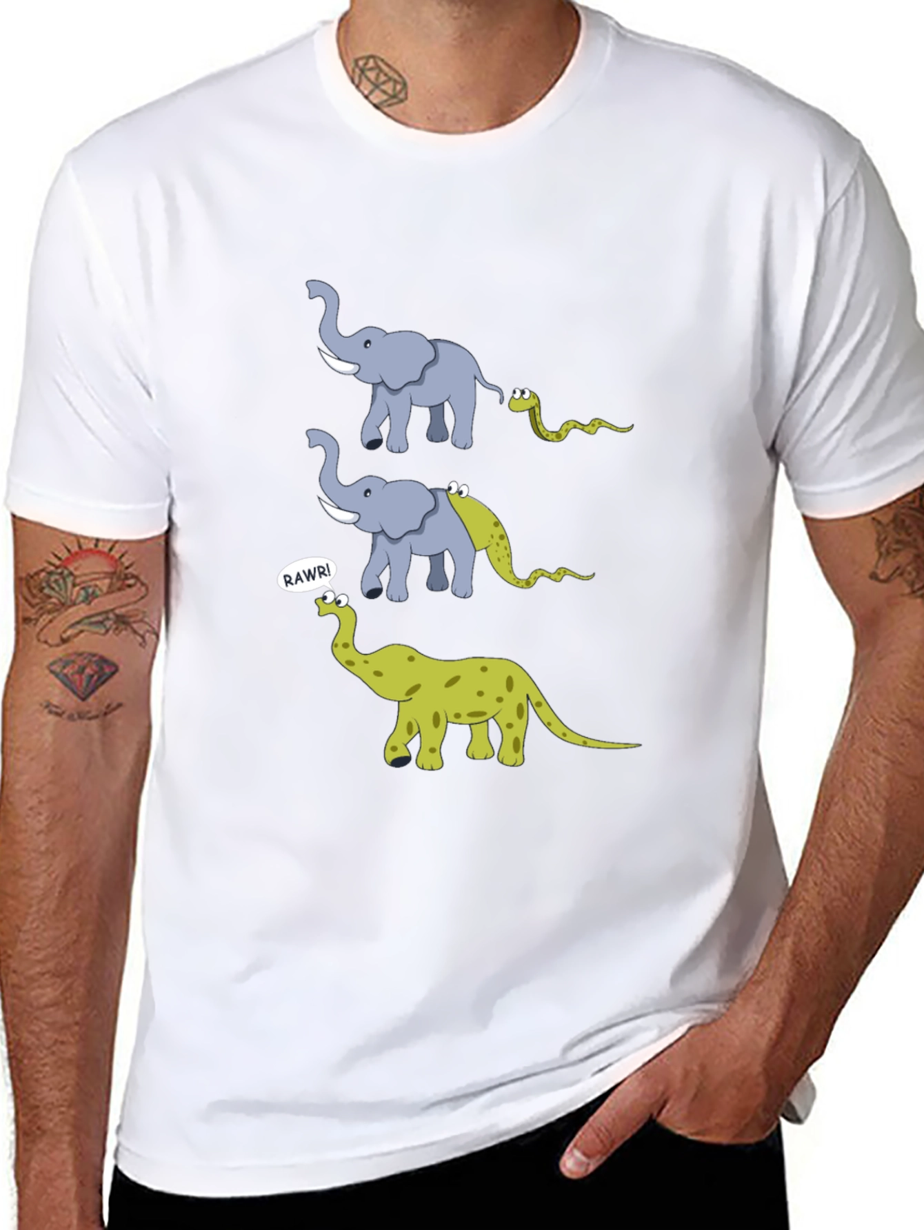 Black Elephant Evolution T-Shirt - Funny Dinosaur Design view 8