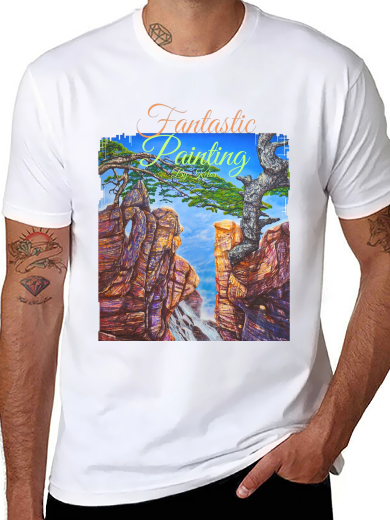 Black Fantastic Painting Graphic T-Shirt view 8