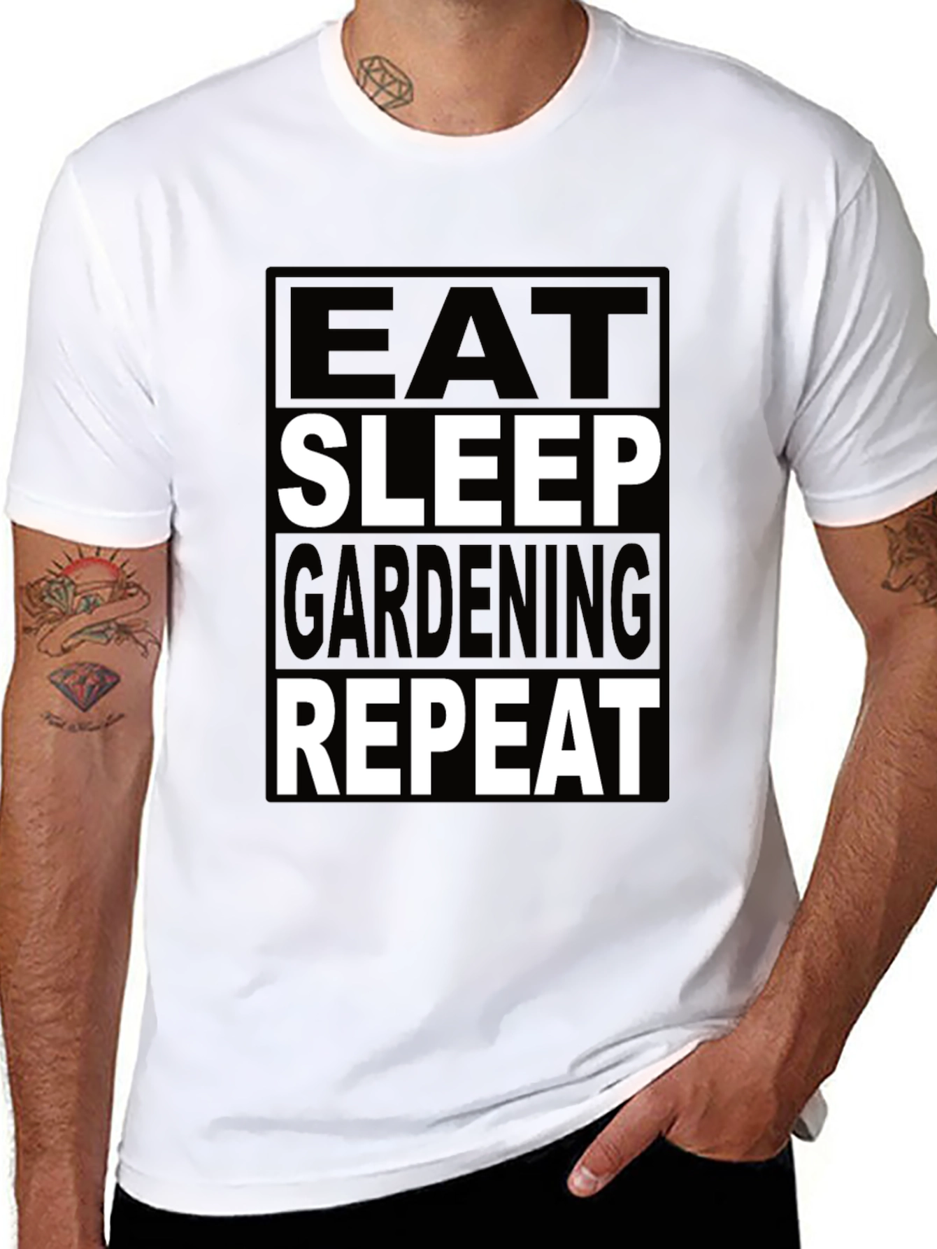 Black Eat Sleep Gardening Repeat Black T-Shirt view 8
