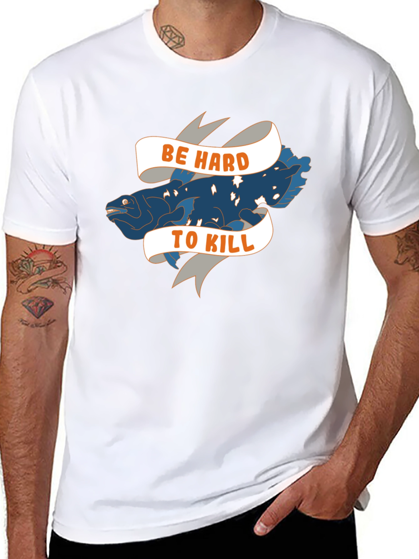 Black Be Hard to Kill Tee - Coelacanth T-Shirt view 8