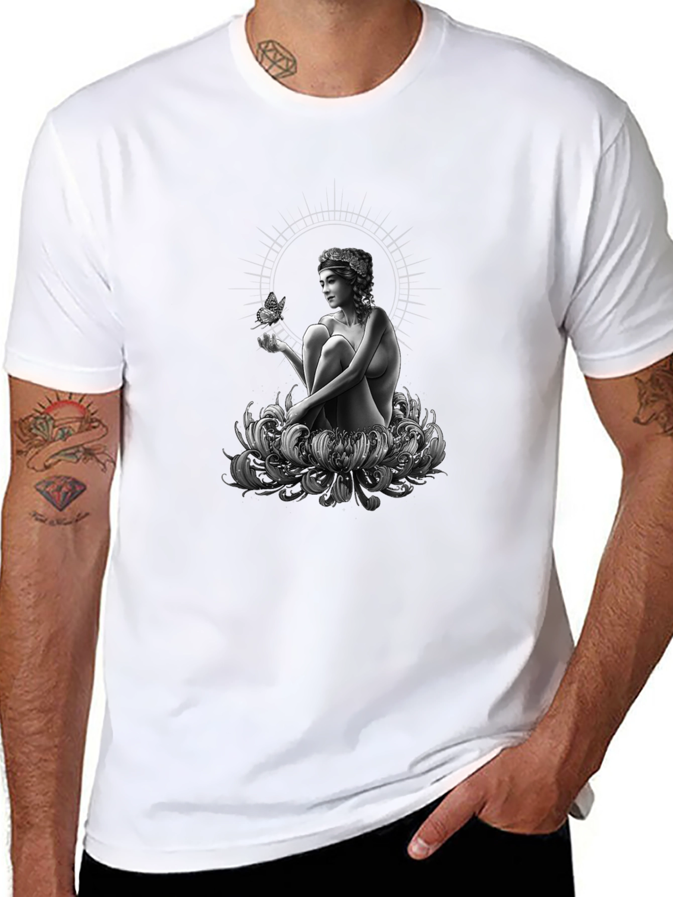 Black Enchanting Woman & Butterfly Graphic Tee view 8