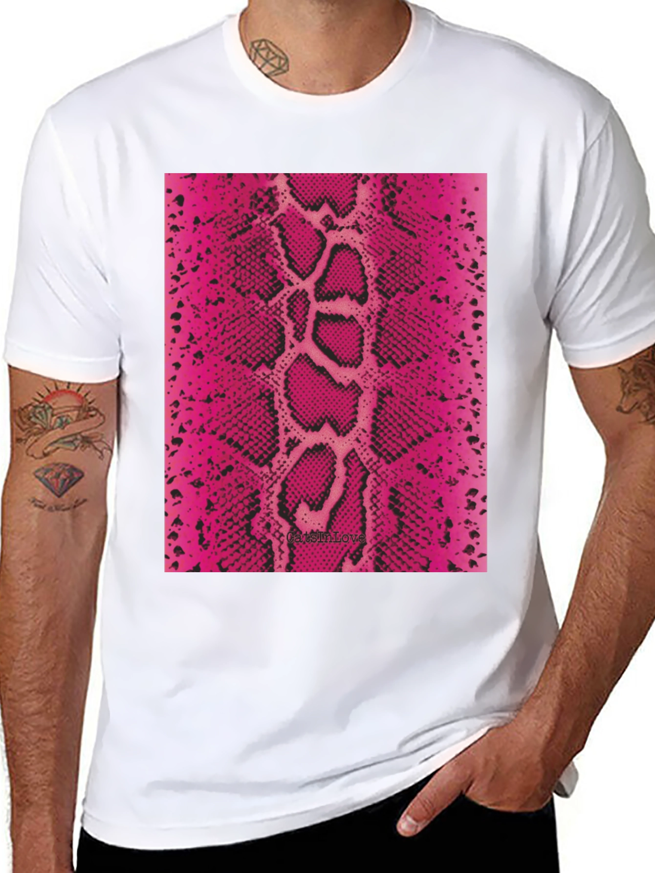 Black Pink Snake Print Tee view 8