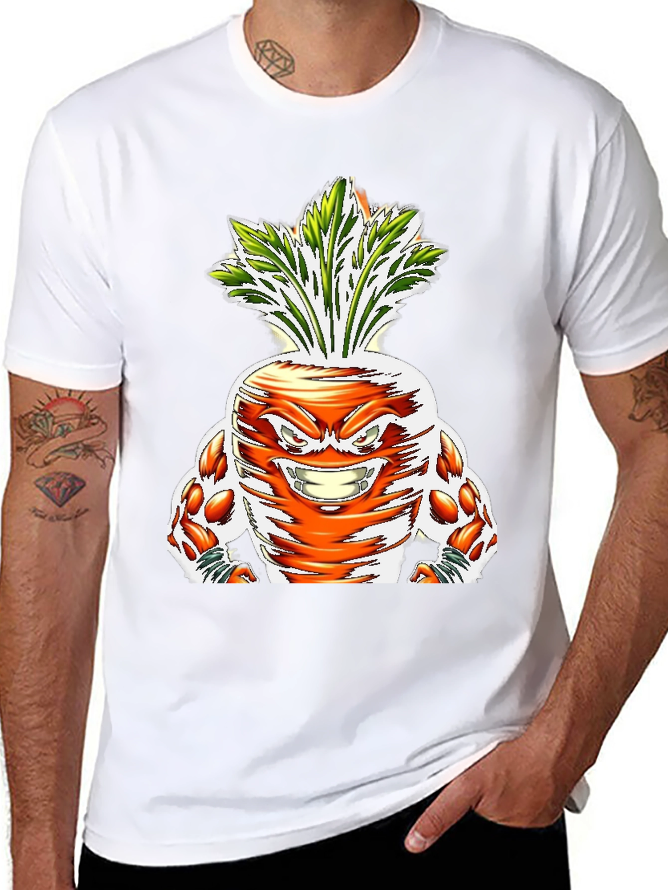 Black Funny Carrot Muscle Graphic T-Shirt view 8