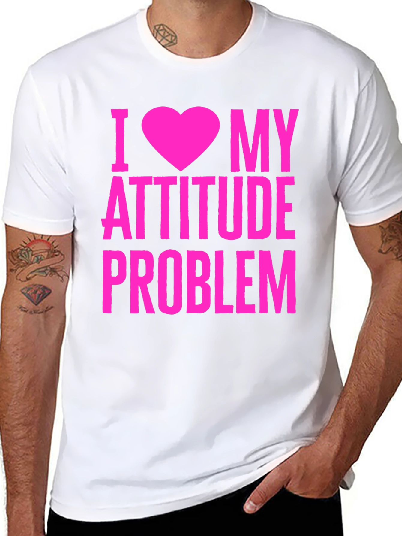 Black I Heart My Attitude Problem Graphic T-Shirt view 8