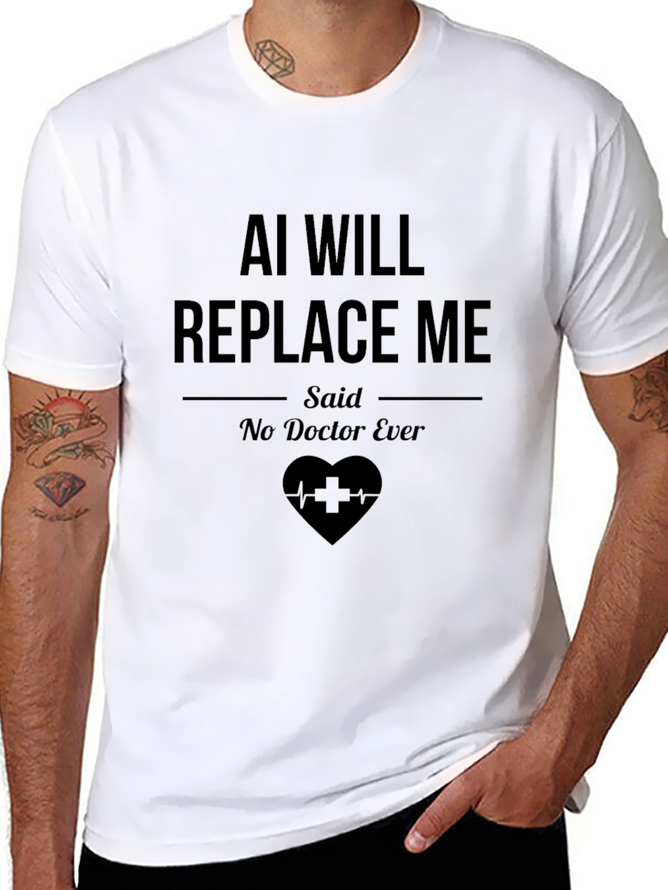 Black AI Will Replace Me Said No Doctor Ever T-Shirt view 8