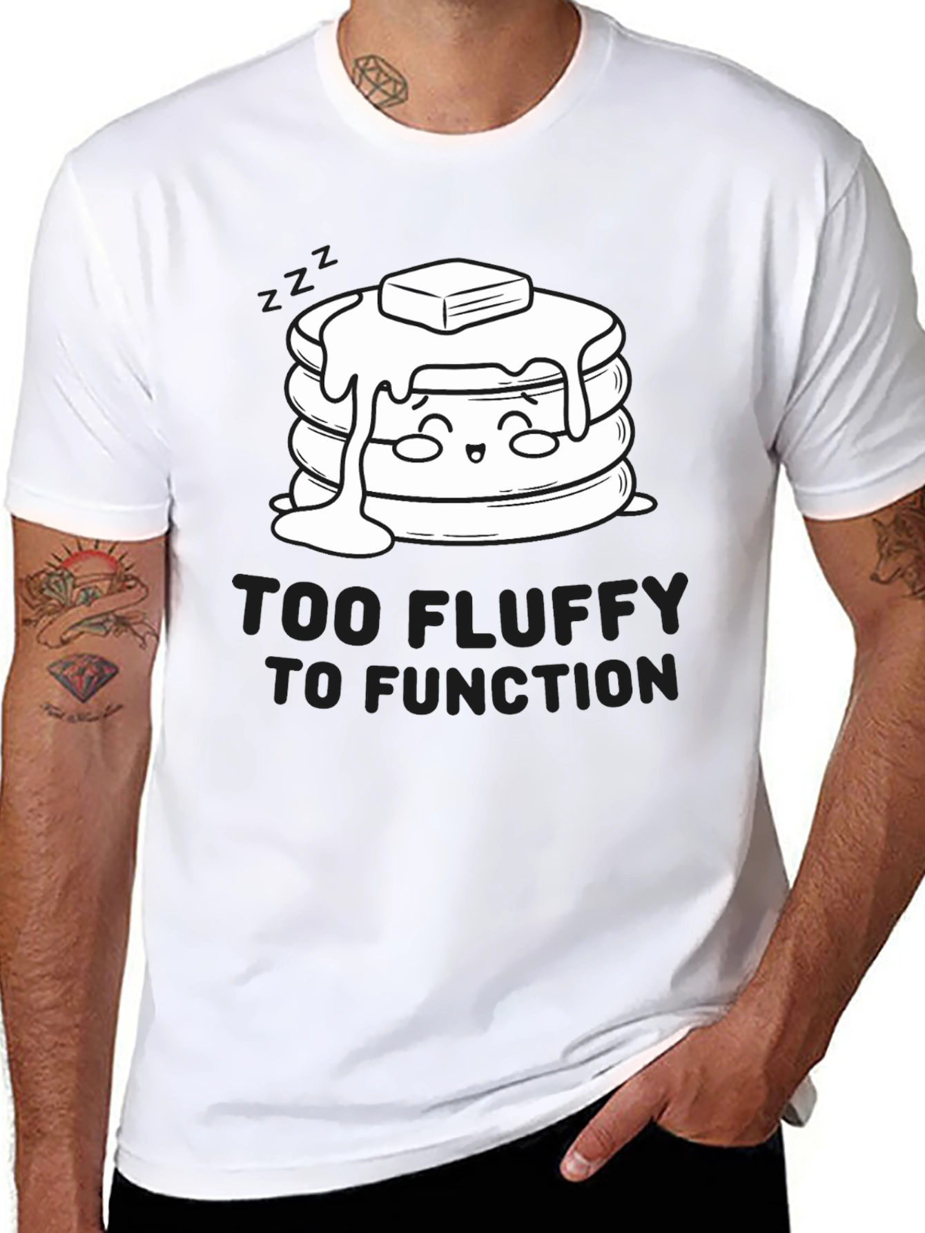 Black Too Fluffy to Function Graphic T-Shirt view 8