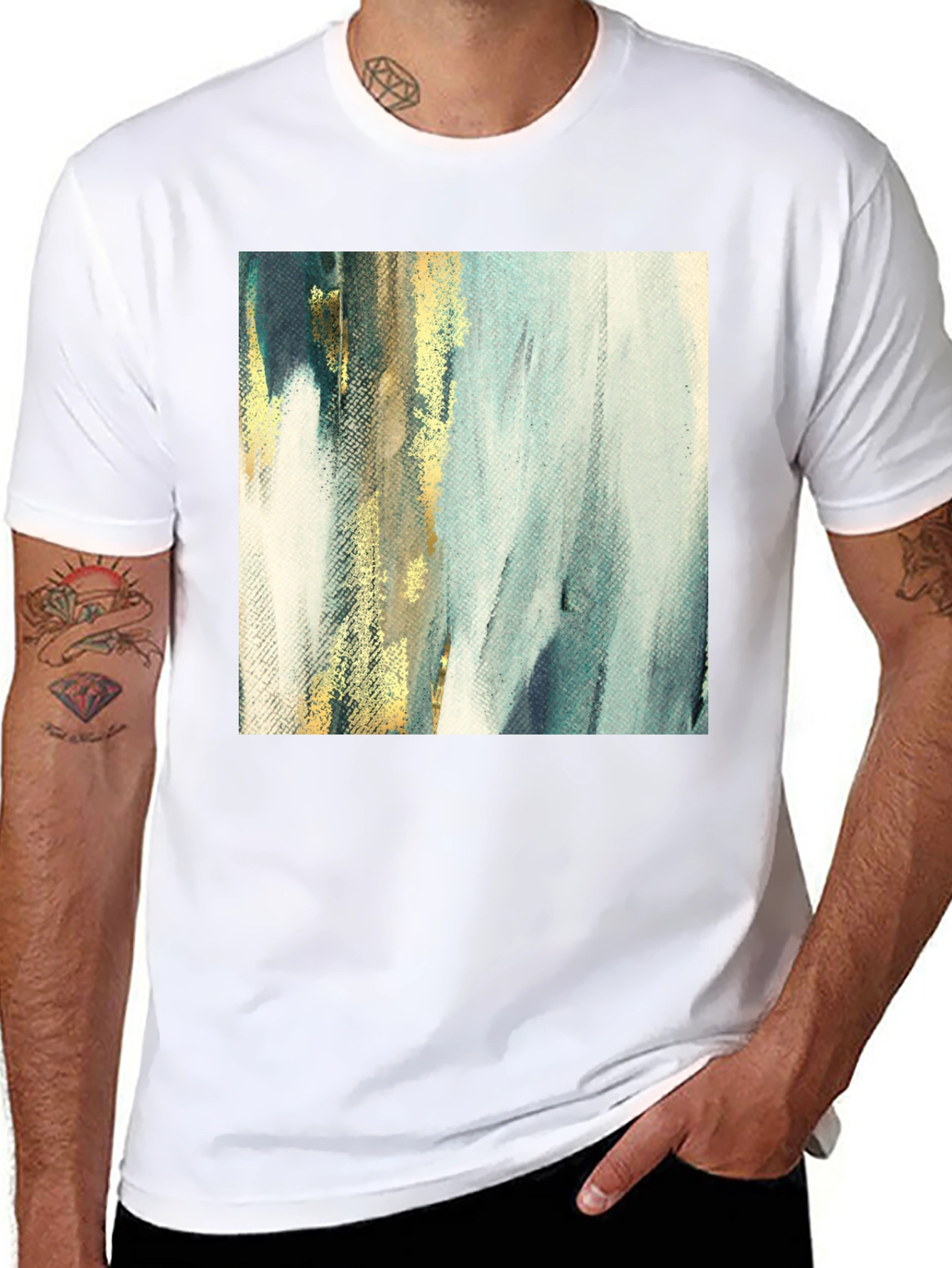 Black Abstract Art Tee - Modern Brushstroke T-Shirt view 8