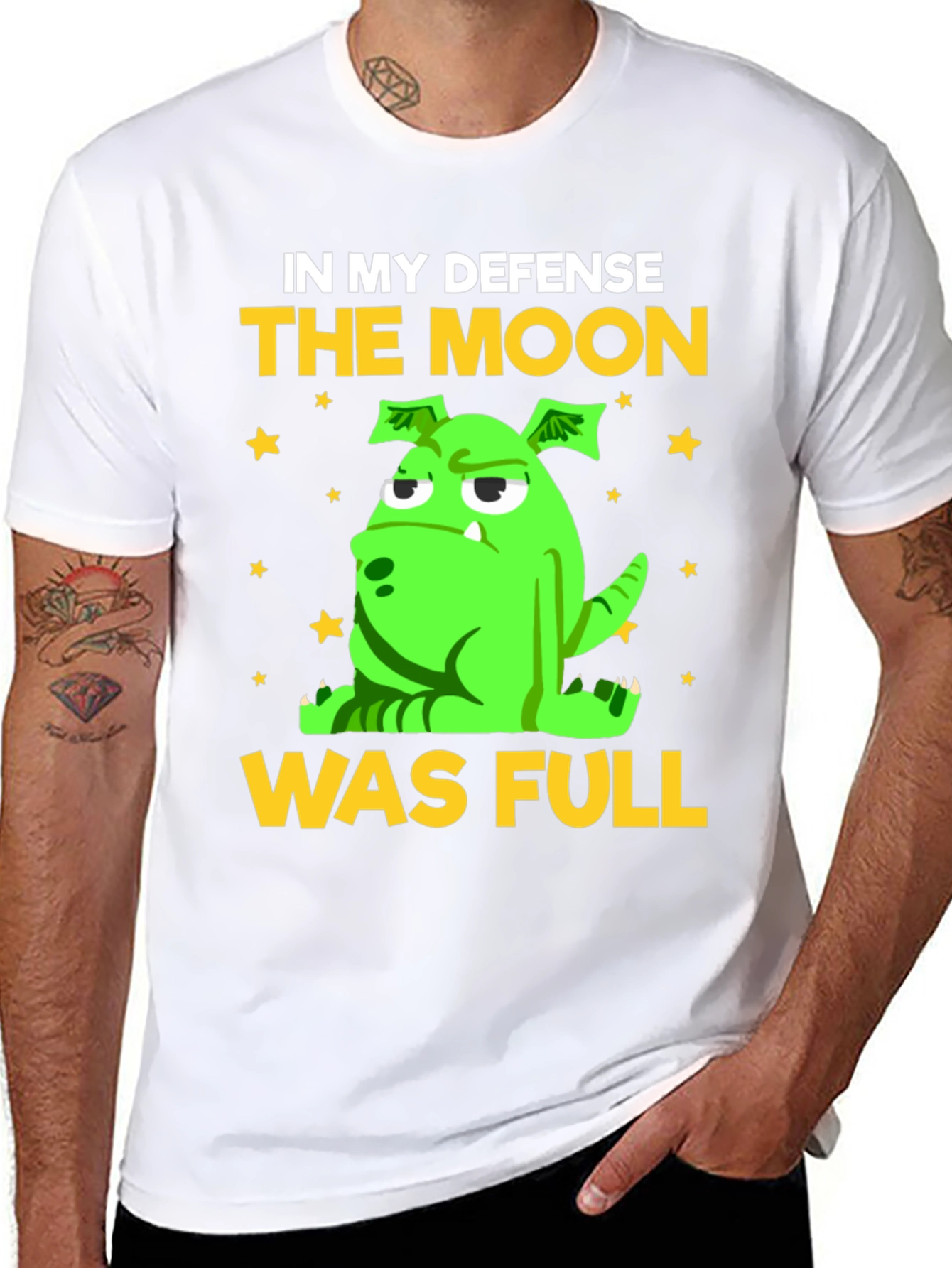 Black Funny "The Moon Was Full" Graphic Tee view 8