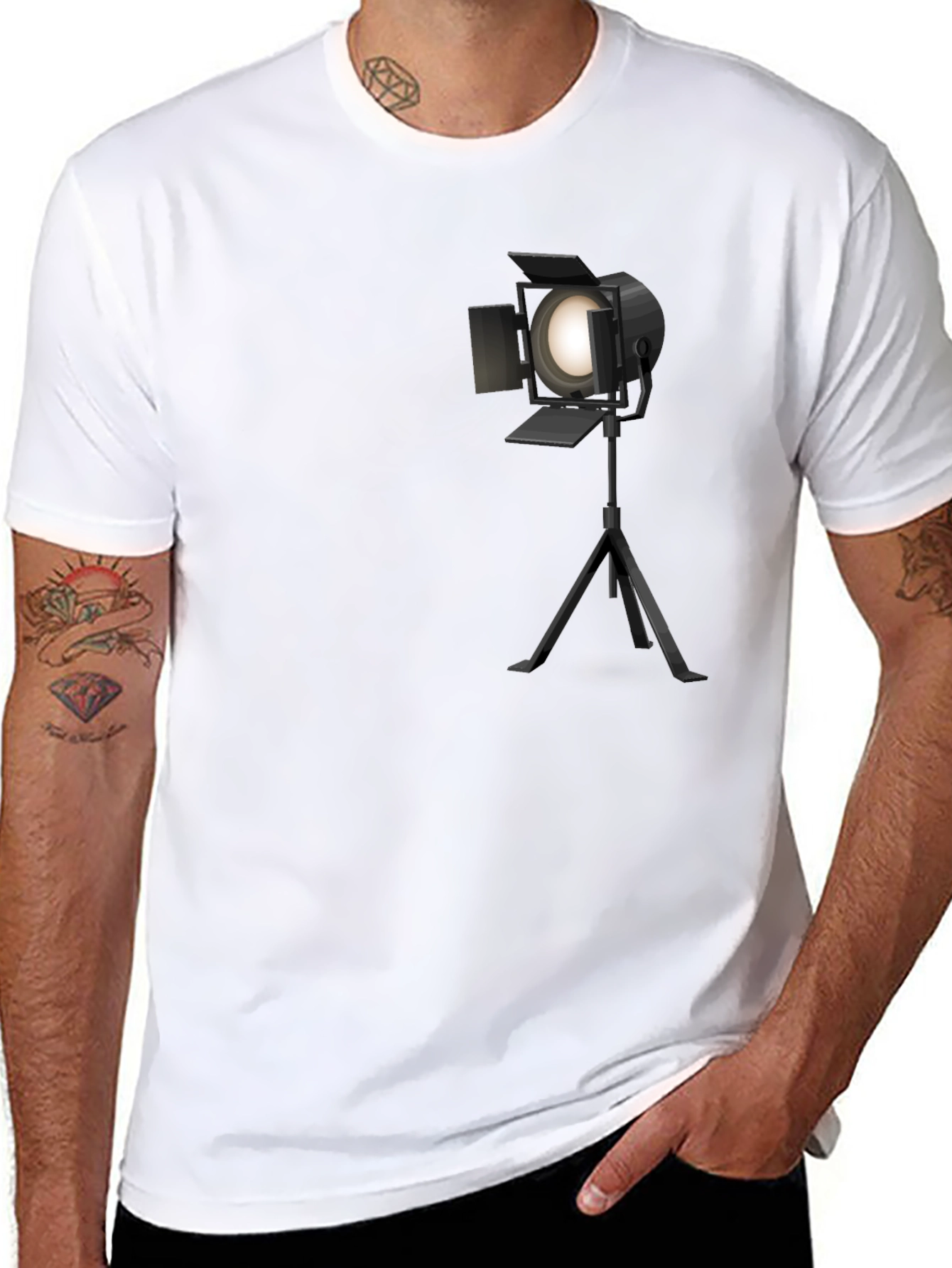 Black Spotlight Graphic Tee - Black Cotton Blend view 8