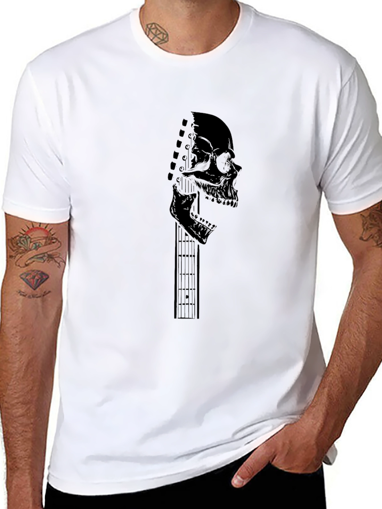 Black Skull Guitar T-Shirt - Rocker Style view 8