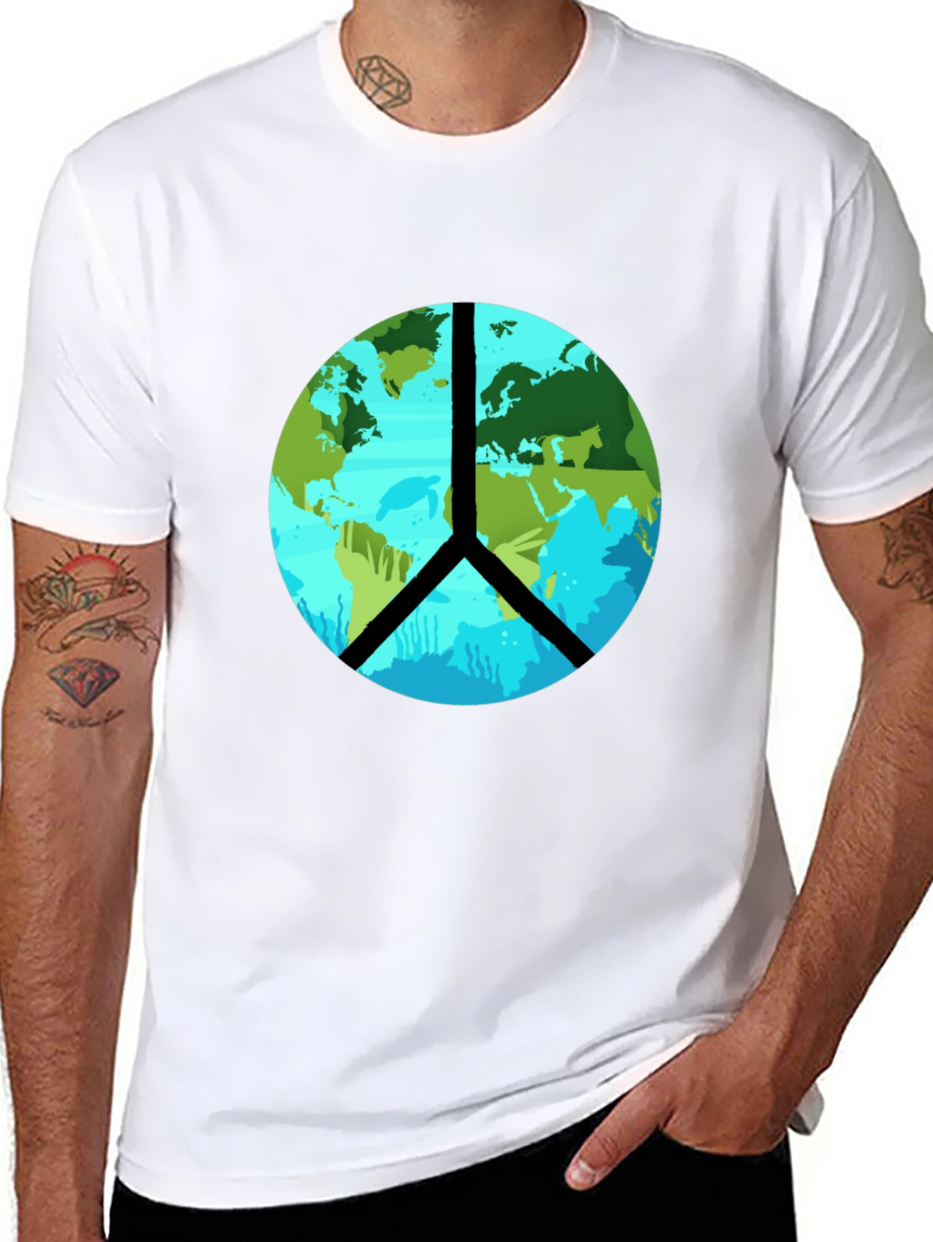 Black Earth Peace Sign Graphic Tee - Black T-Shirt view 8