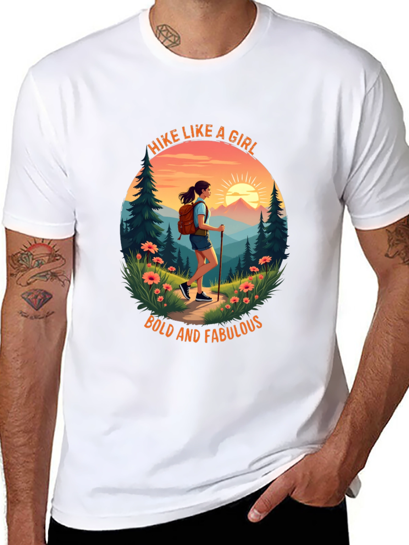 Black Hike Like A Girl T-Shirt view 8