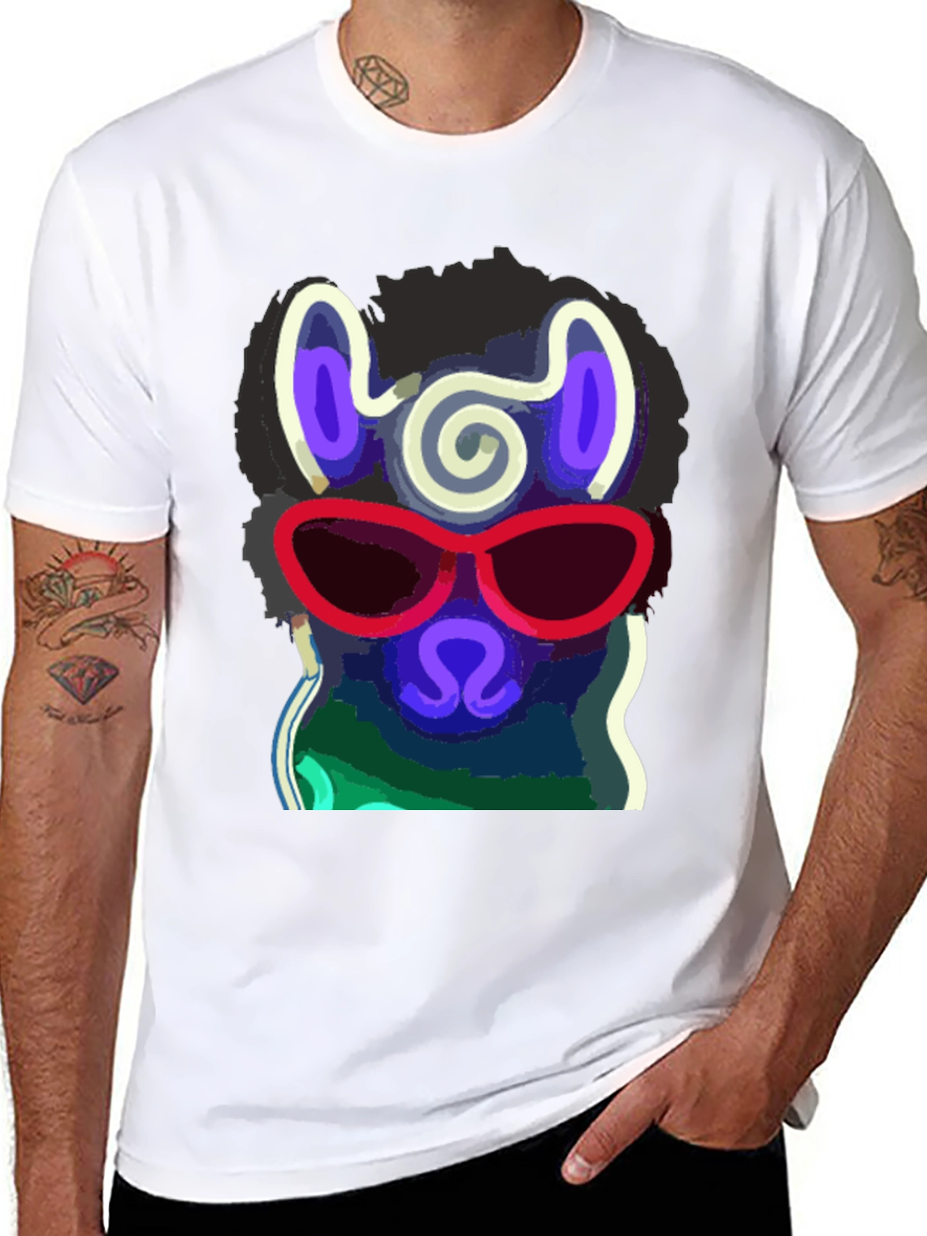 Black Cool Llama T-Shirt - Stylish Neon Design view 8
