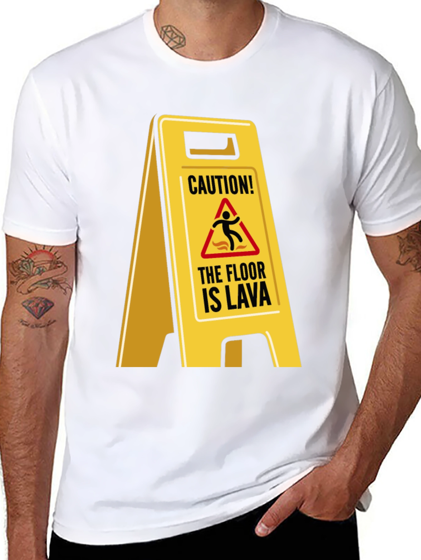Black Caution! The Floor is Lava T-Shirt view 8