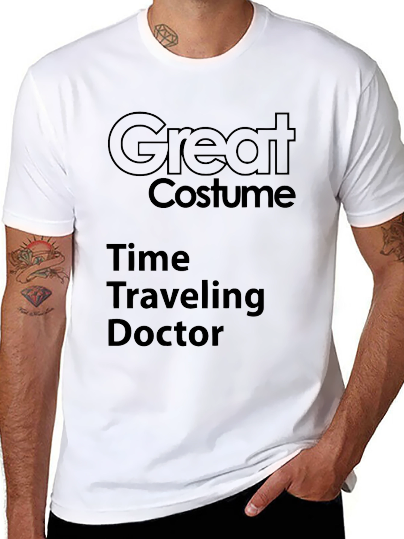 Black Great Costume Time Traveling Doctor T-Shirt view 8