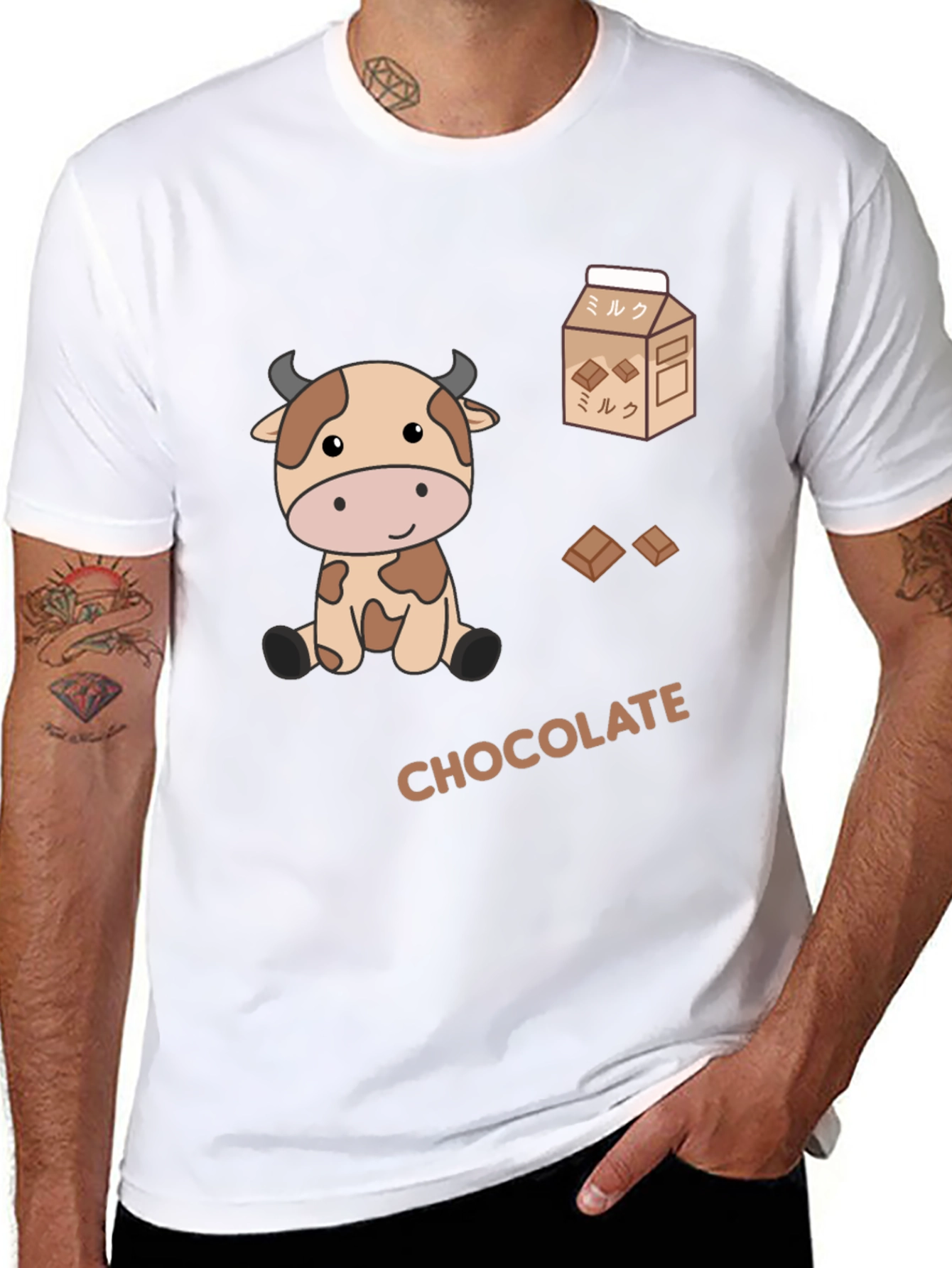 Black Chocolate Milk Cow Graphic Tee view 8