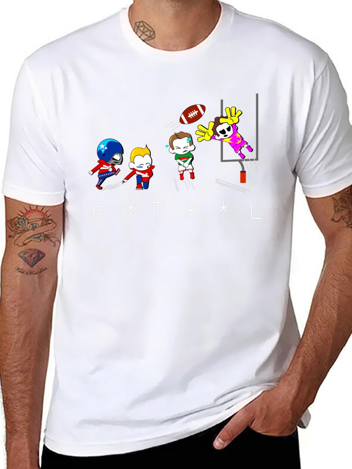 Black Funny Football Cartoon Black T-Shirt view 8
