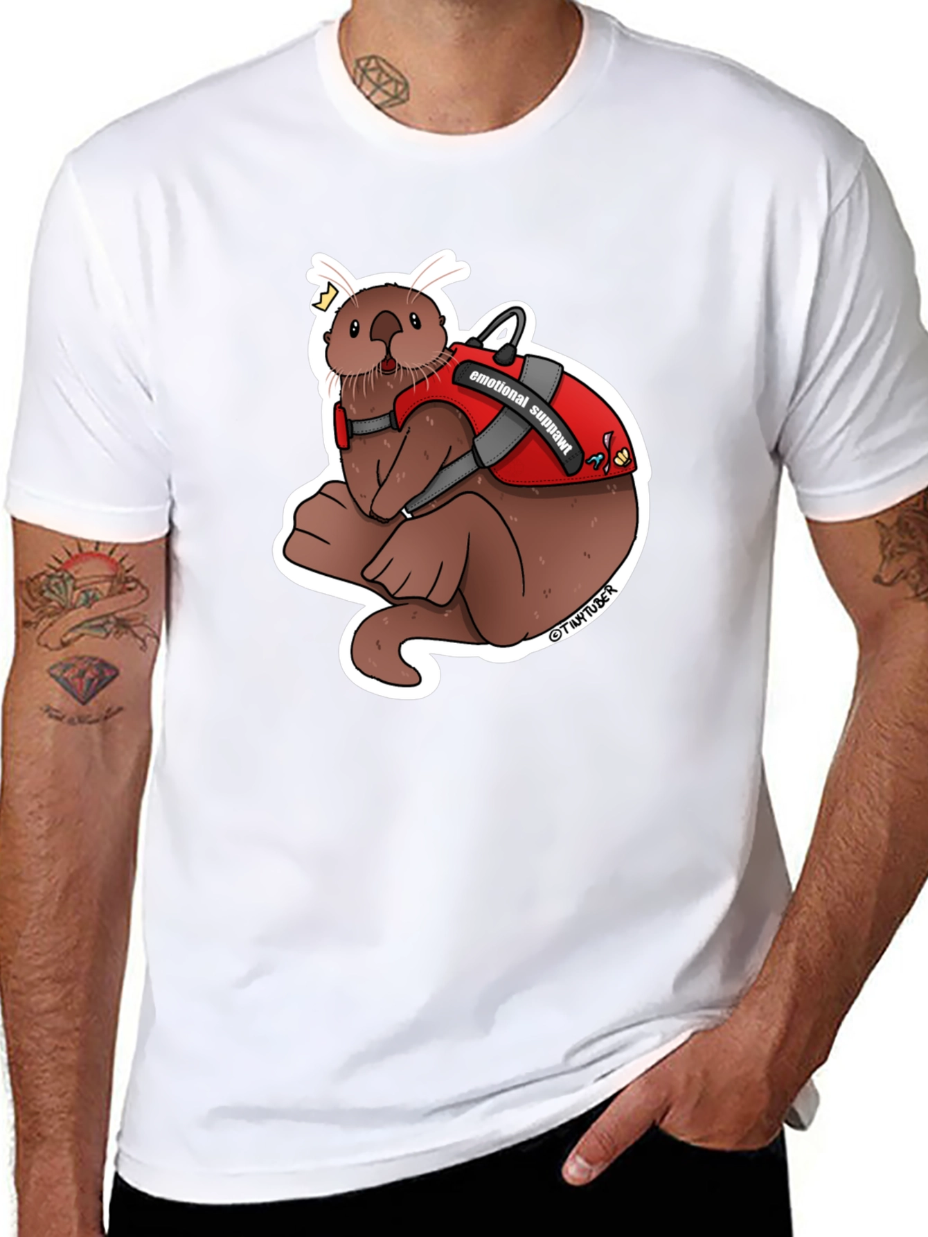 Black Emotional Support Otter Graphic Tee view 8