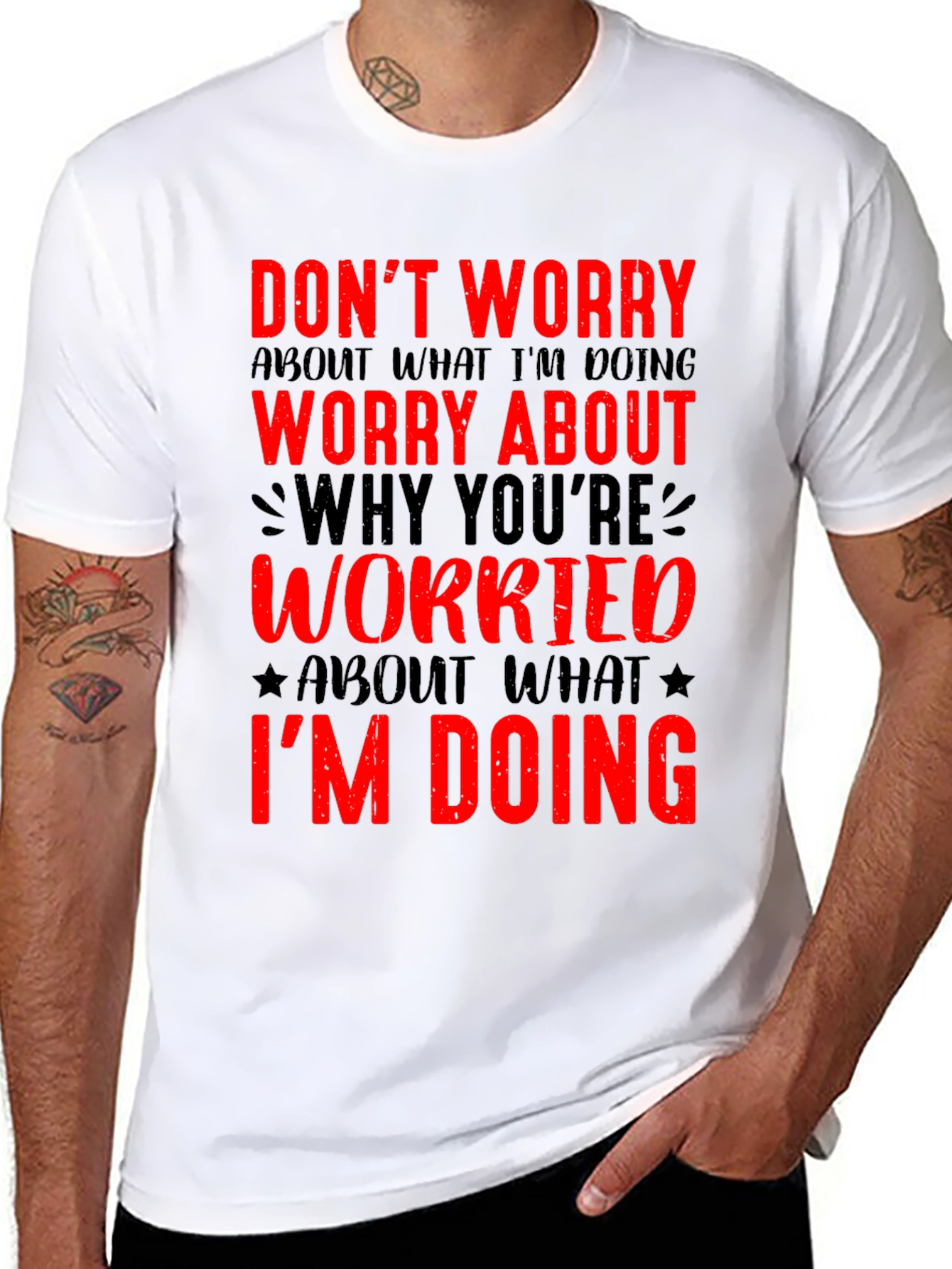Black Don't Worry Graphic Tee - Black view 8