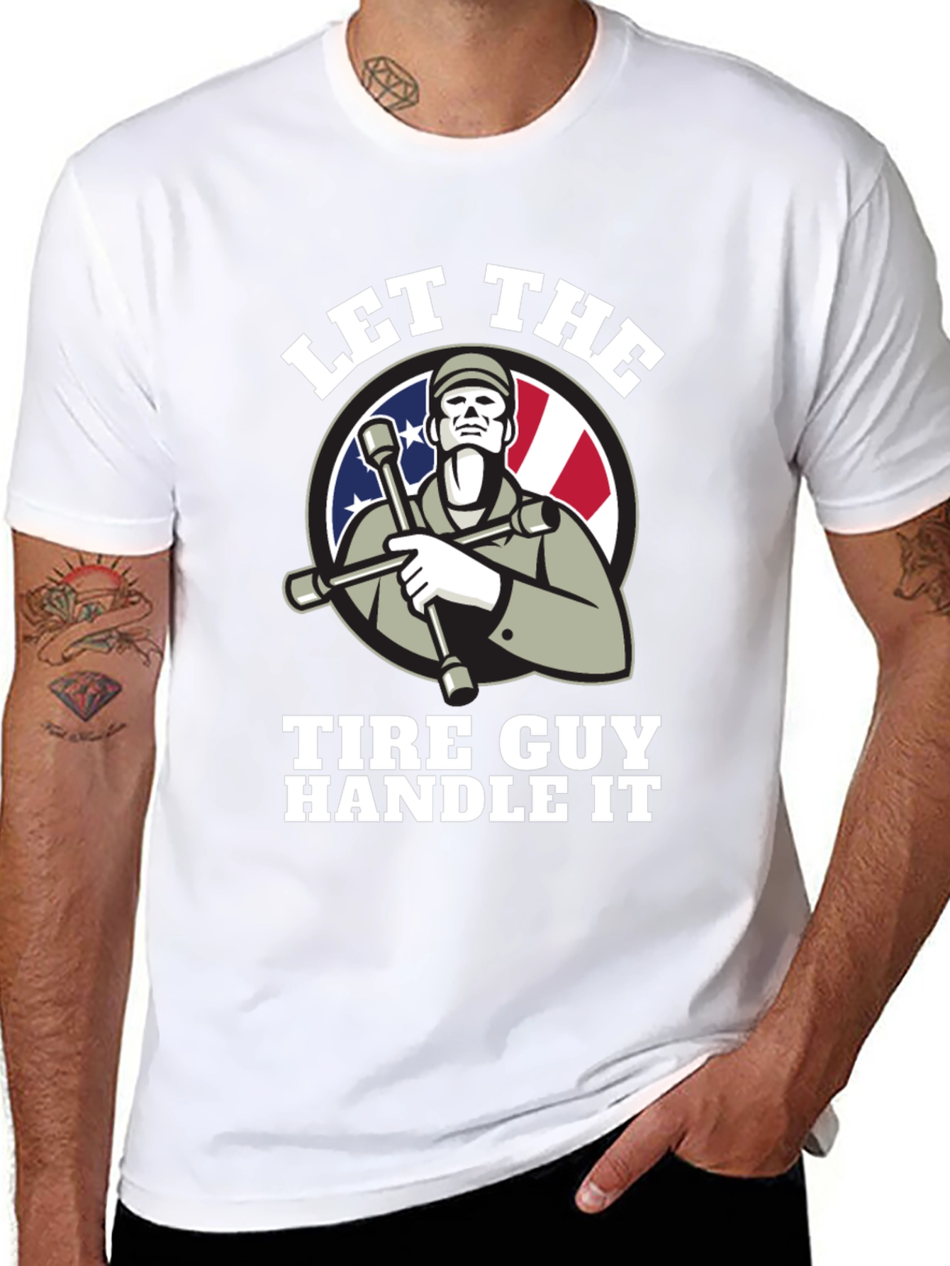 Black Let The Tire Guy Handle It T-Shirt - Black view 8