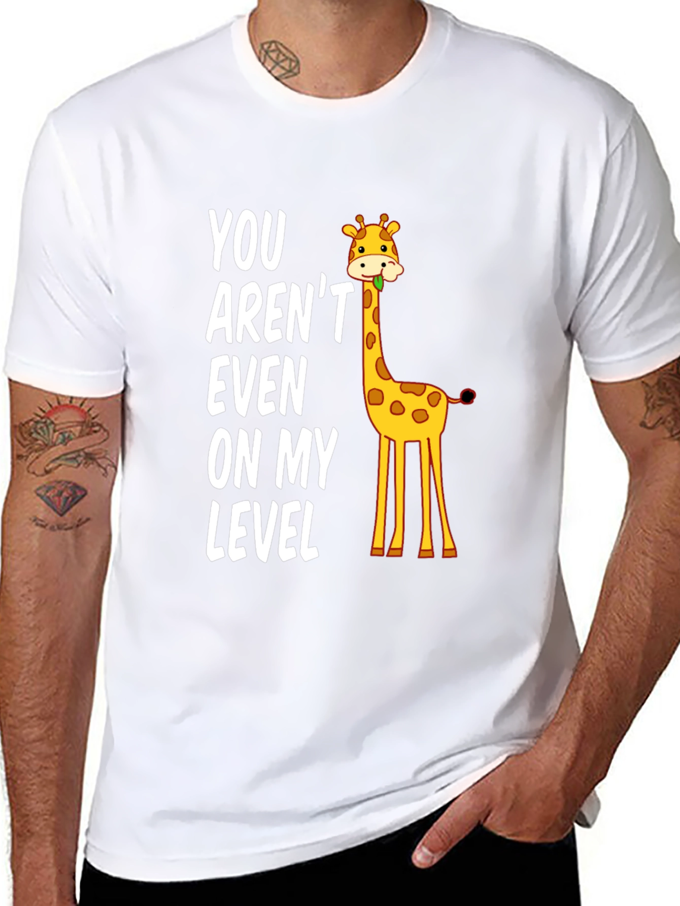 Black Funny Giraffe Level T-Shirt view 8