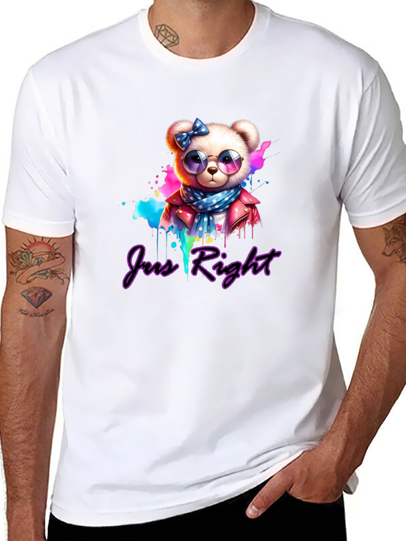 Just Right Bear Graphic Tee - Trendy Style - 8