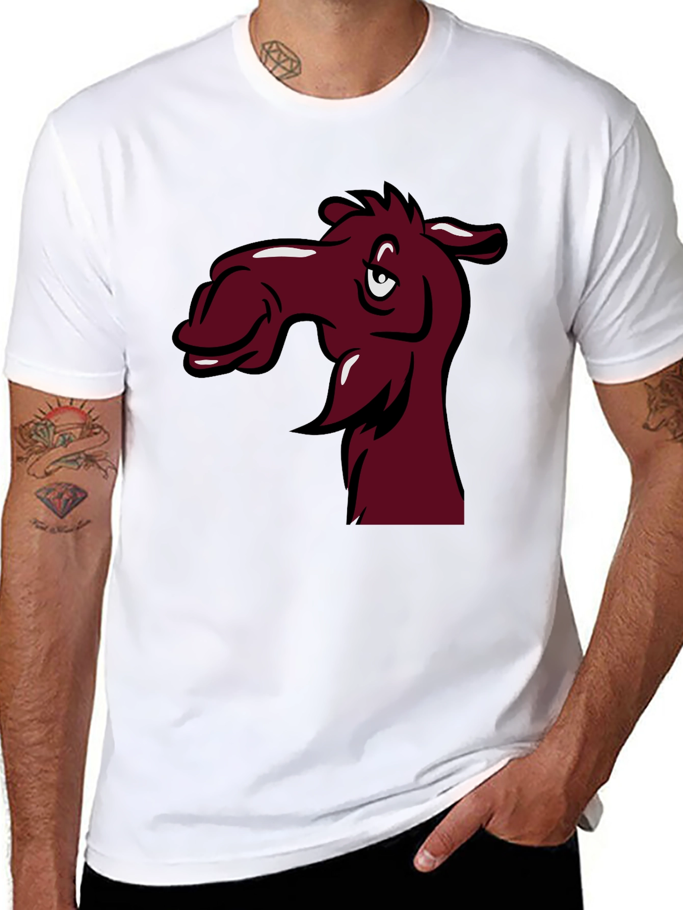 Black Funny Camel Cartoon T-Shirt view 8