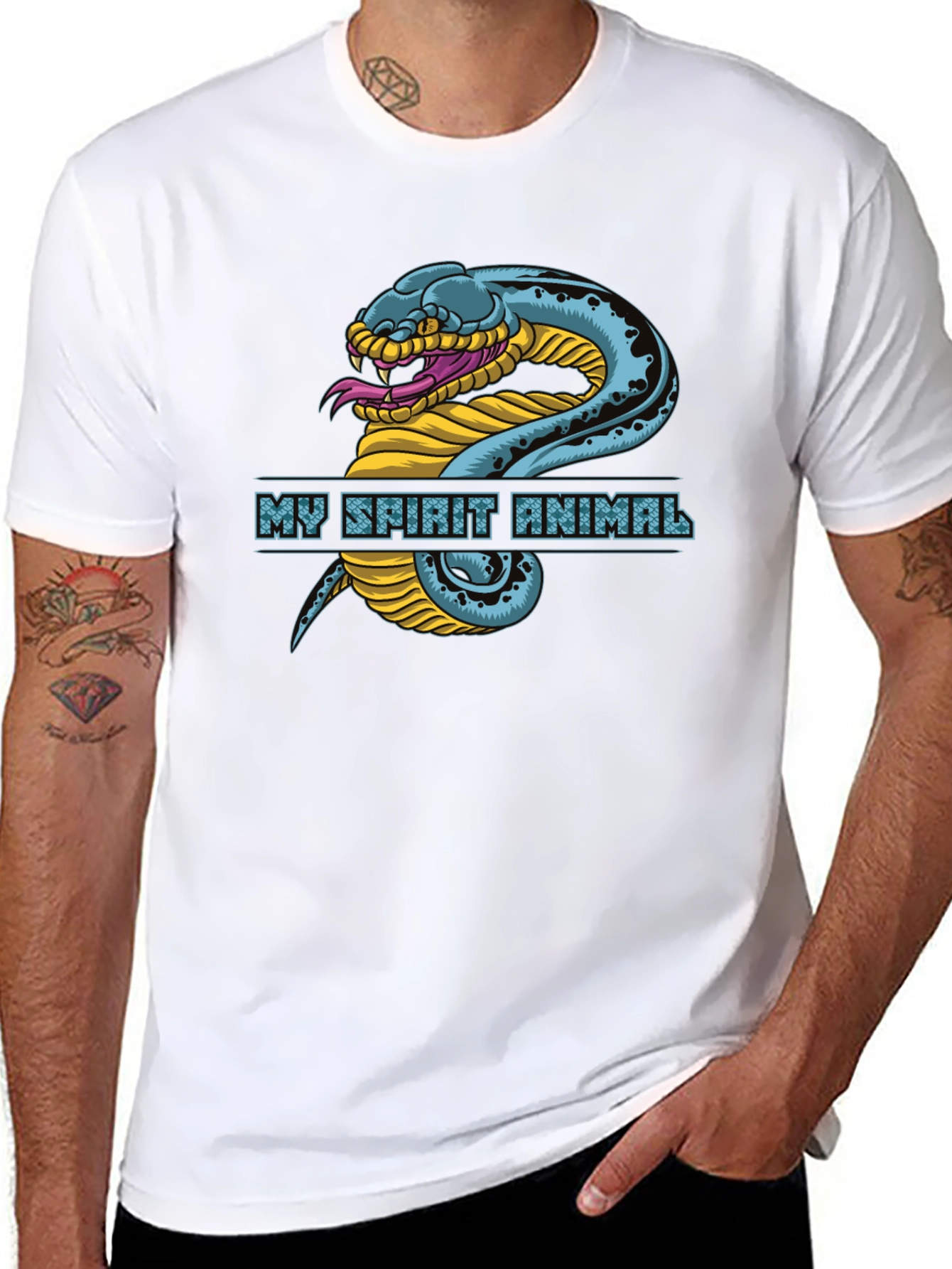 Black My Spirit Animal Snake Graphic T-Shirt view 8