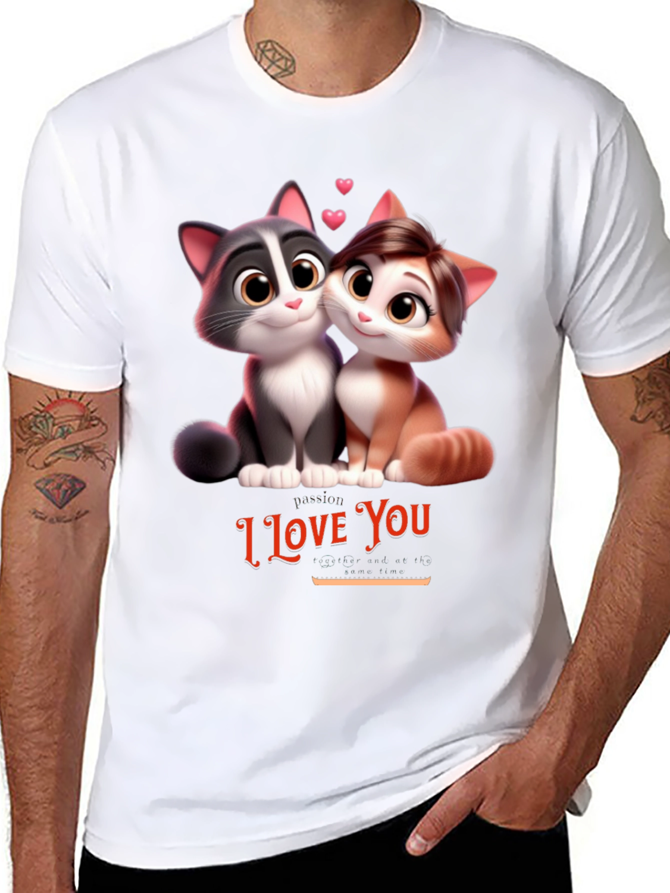 Black I Love You Cats T-Shirt view 8