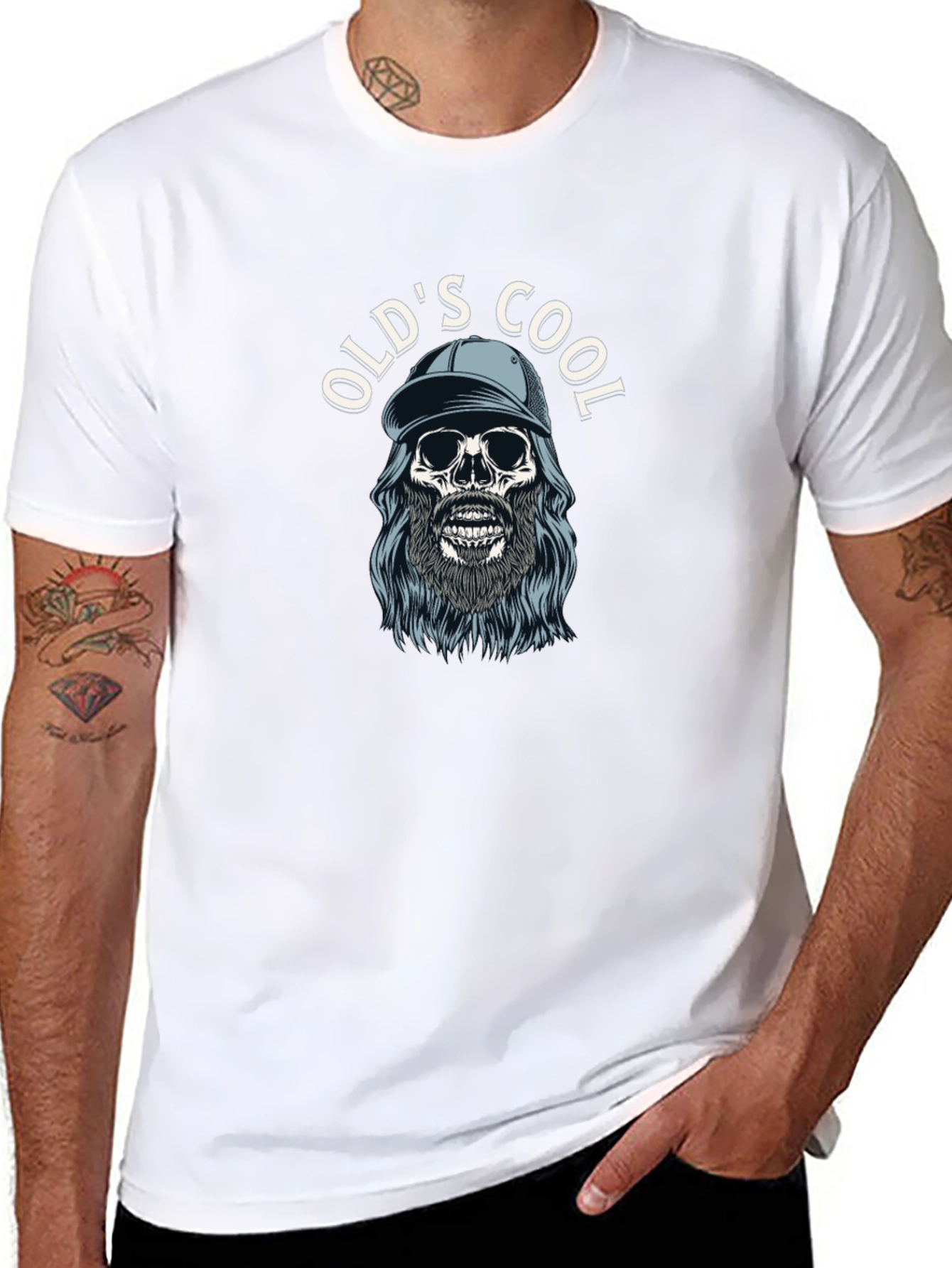 Black Old's Cool Skeleton Graphic Tee - Men's Black T-Shirt view 8