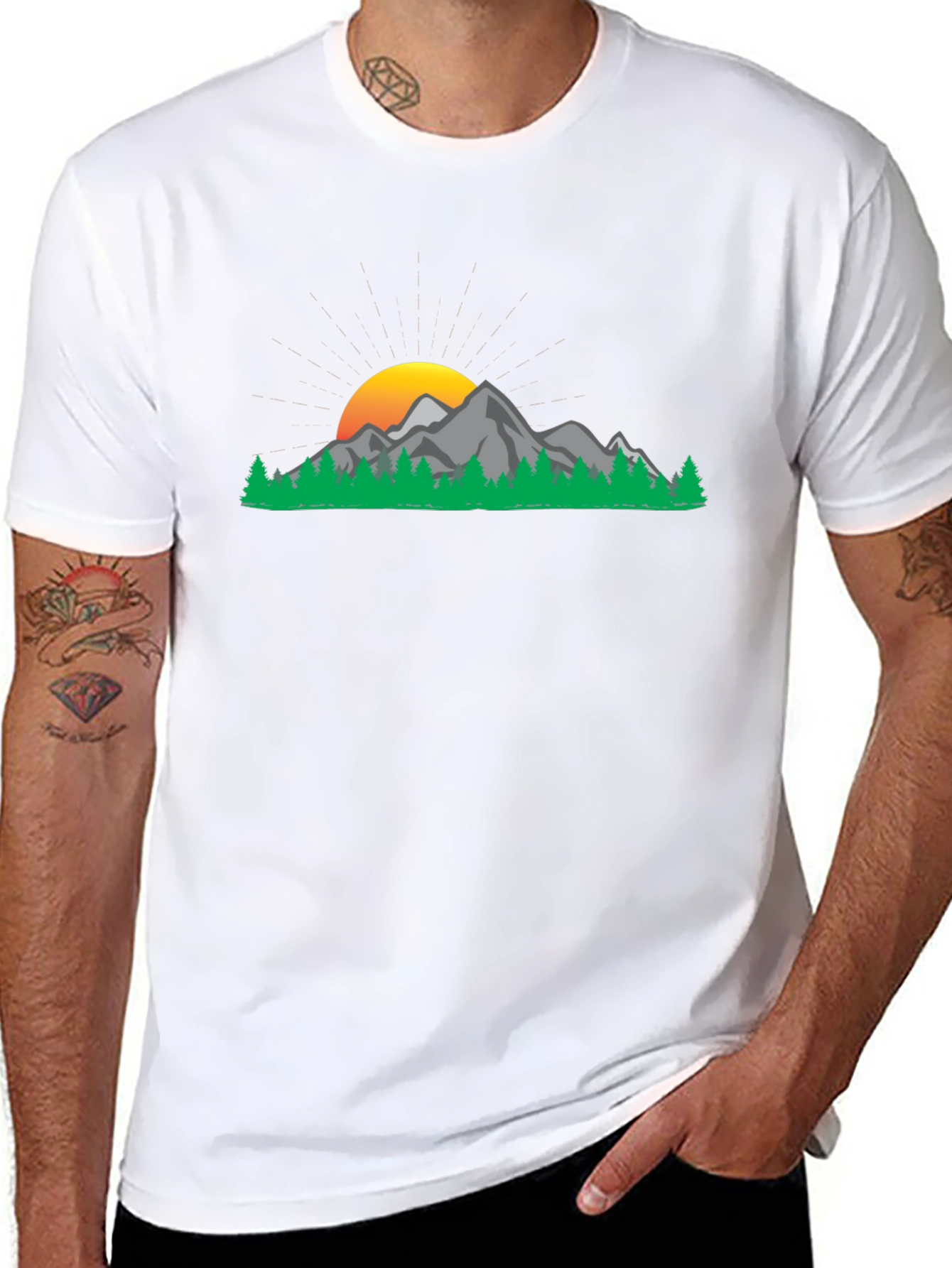Black Mountain Sunset Graphic Tee - Nature Inspired Casual Wear view 8