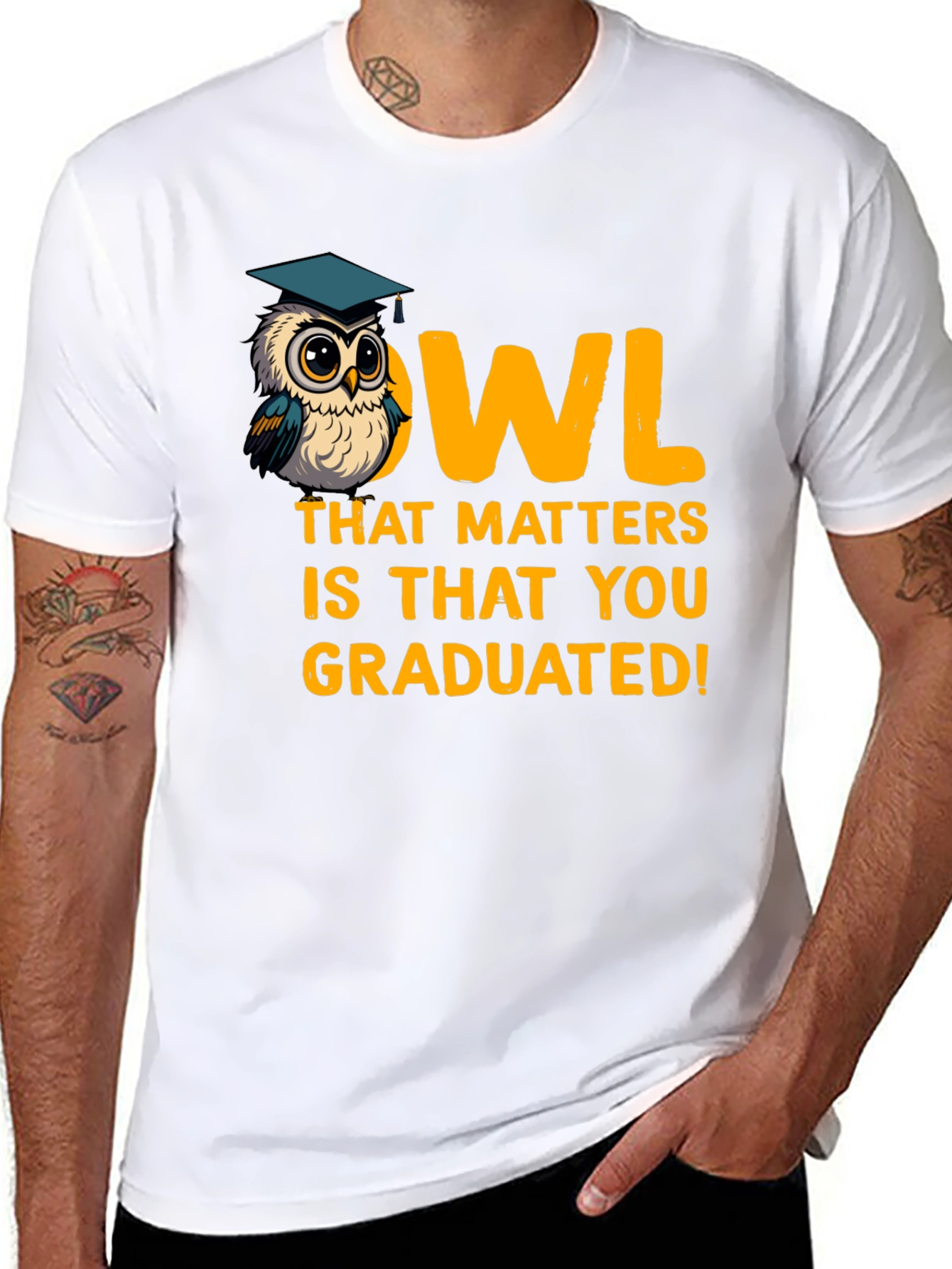 Black Graduation Owl T-Shirt - Congrats Grad! view 8