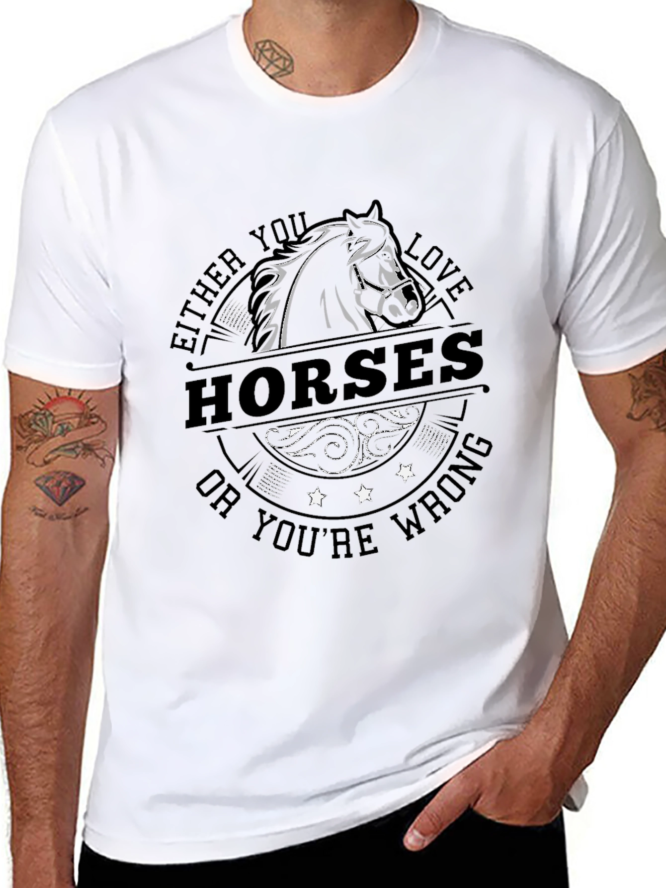 Black Horse Lover T-Shirt - Horses or Wrong! view 8