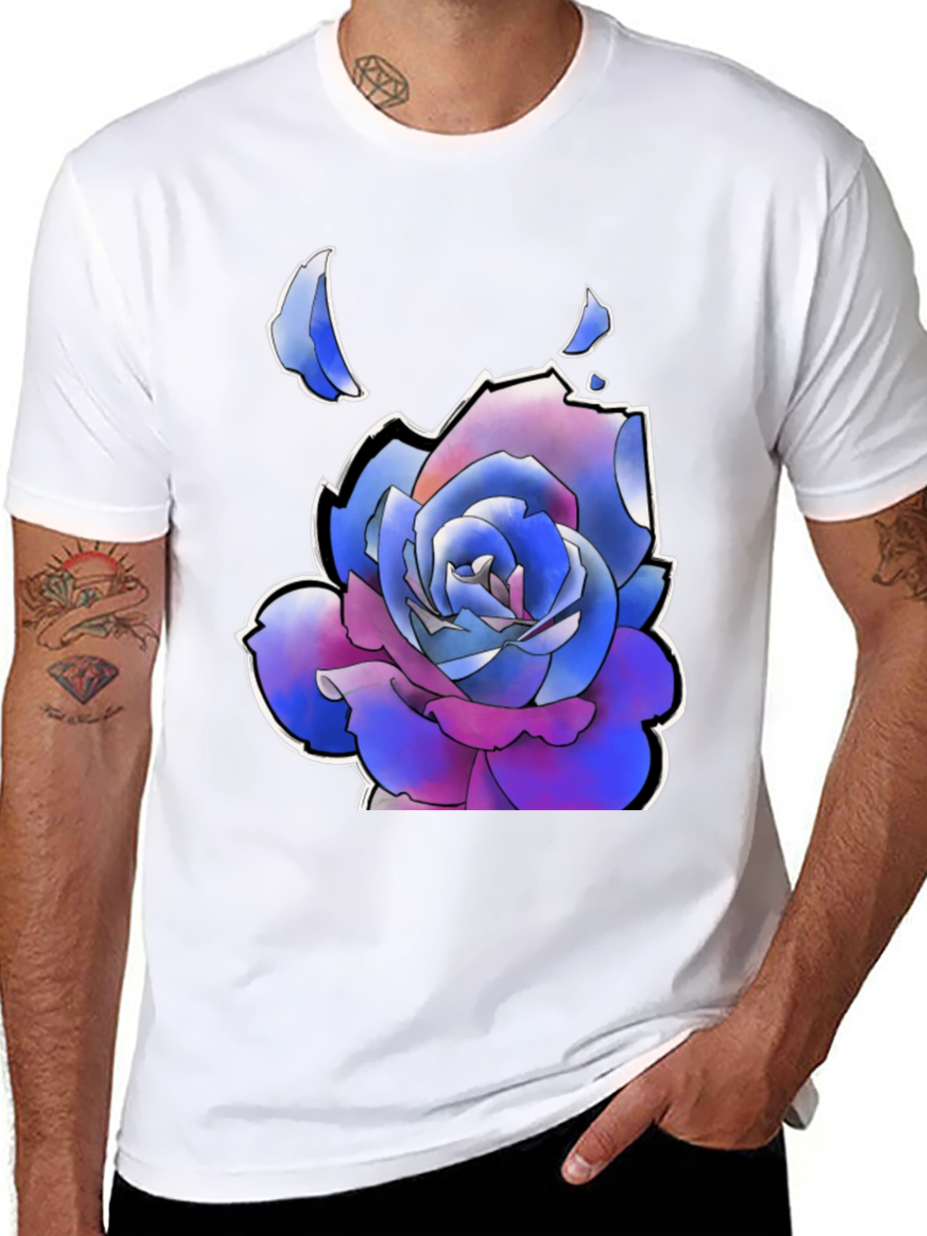 Black Rose Graphic T-Shirt - Black Casual Tee view 8