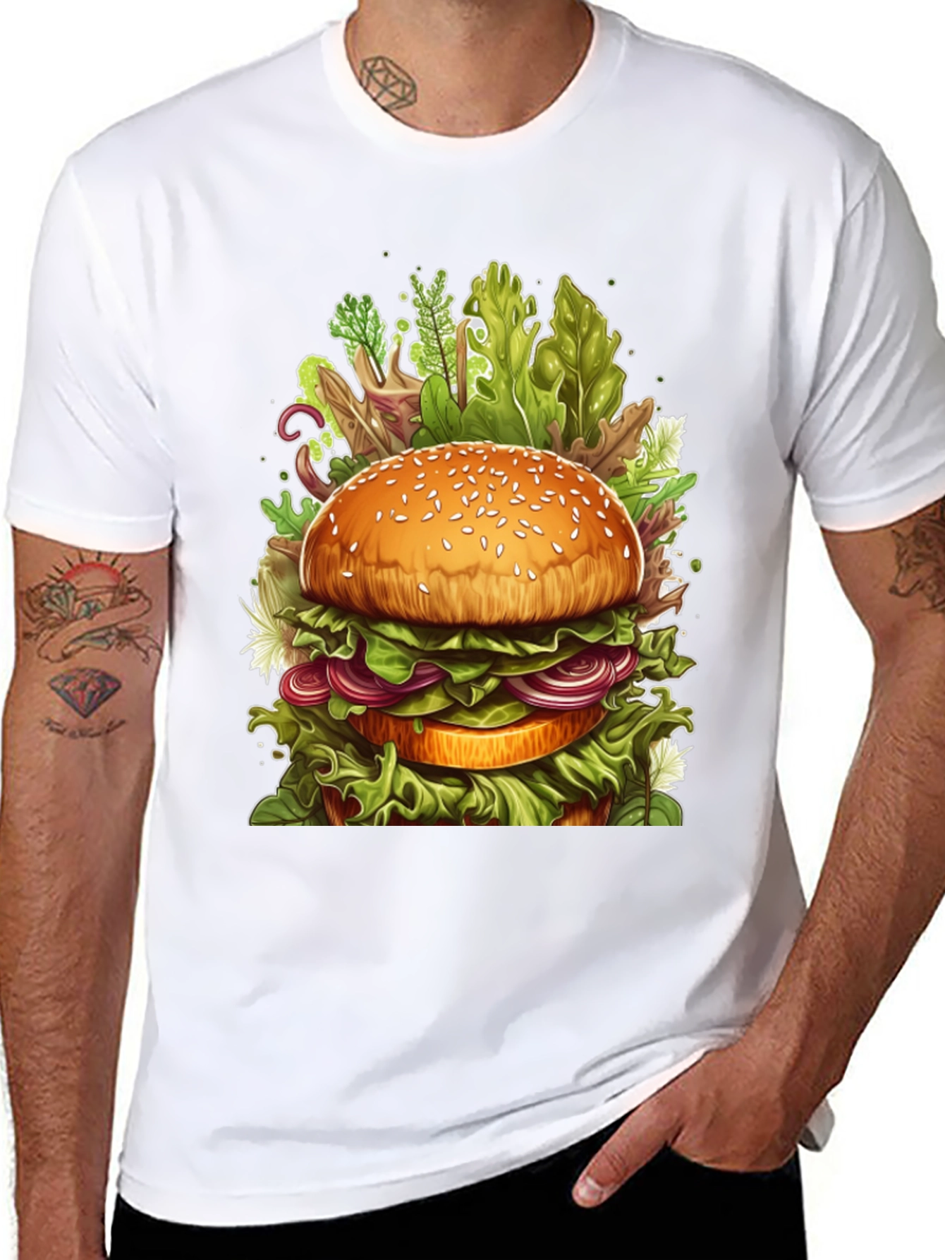 Black Burger Graphic Tee - Unique Foodie Design view 8