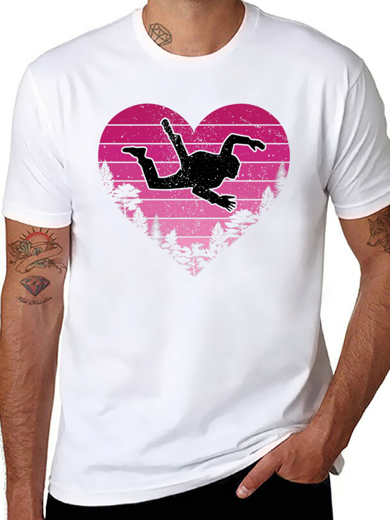 Black Skydiving Heart Graphic Tee view 8