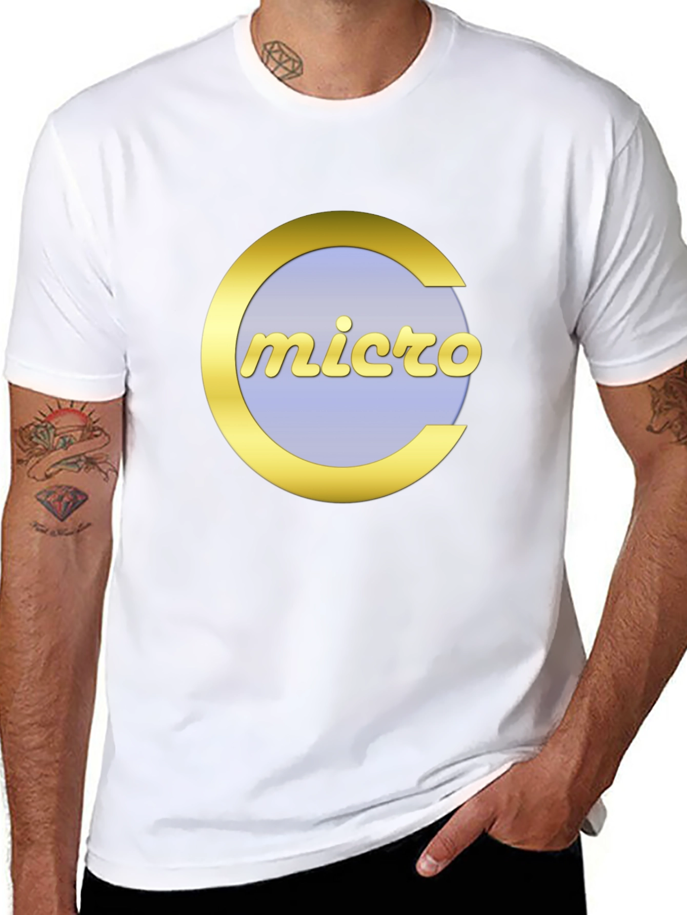 Black Retro Micro Computer Logo Graphic T-Shirt view 8